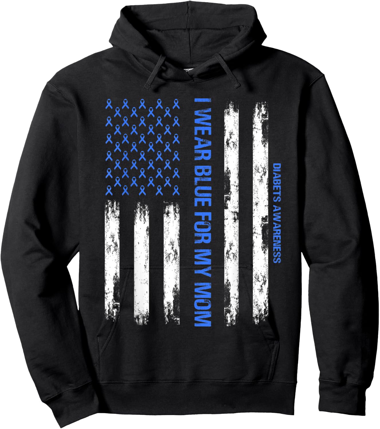 I Wear Blue For My Mom Diabetes Awareness Toddler Son Boys Hoodie - Hoodie | Black