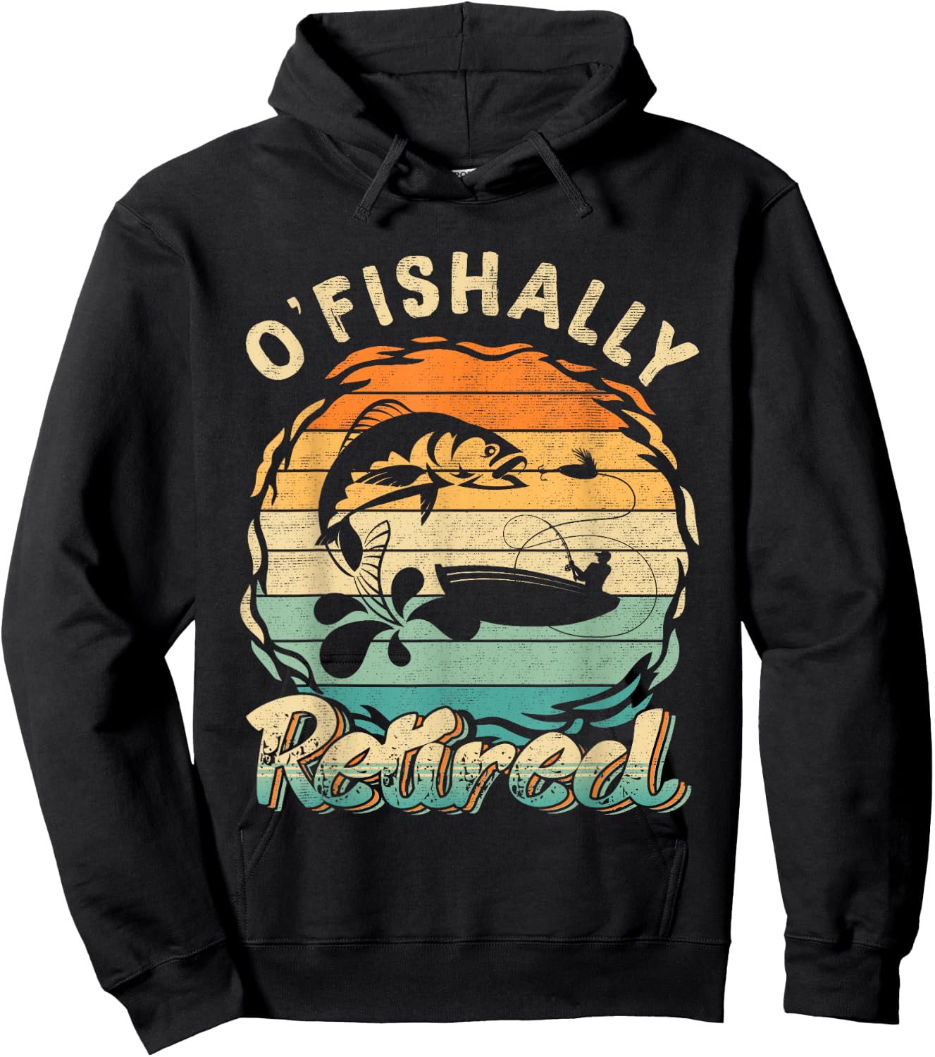 Funny O'fishally Retired for Retired Fishing Men Vintage Hoodie - Hoodie | Black