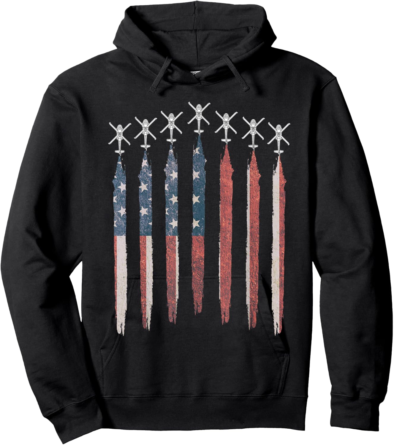 Blackhawk Helicopter American Flag Contrails UH60 Blackhawk Women Men Hoodie - Hoodie | Black