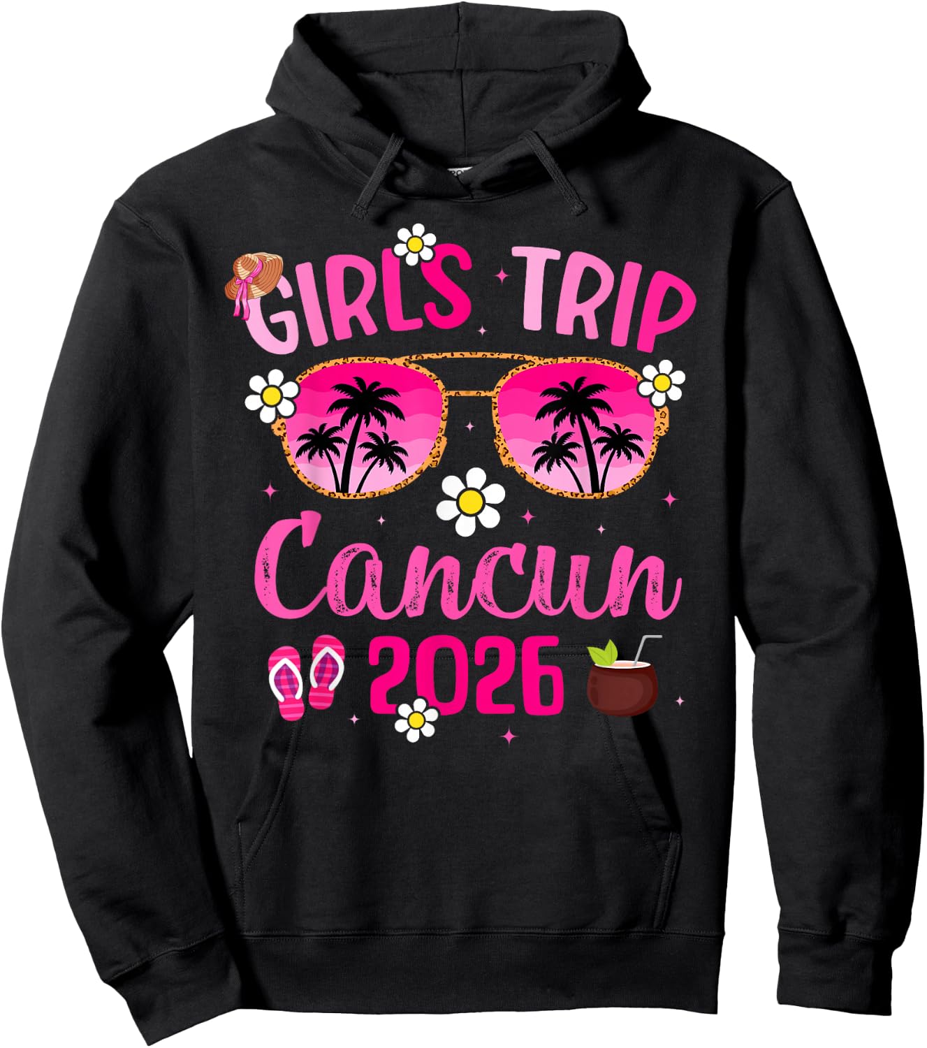 Girl’s Trip Cancun 2026 Besties Cancun, Mexico Vacation Hoodie - Hoodie | Black