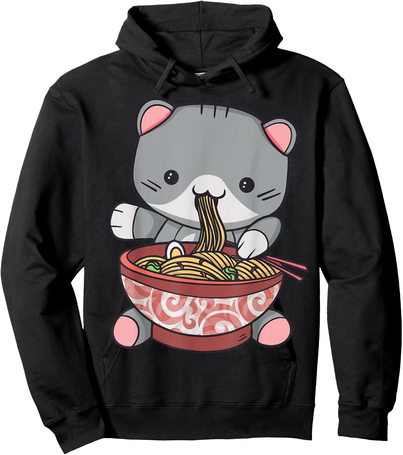 Ramen Cat Japanese Kawaii Anime Lover Hoodie - Hoodie | Black