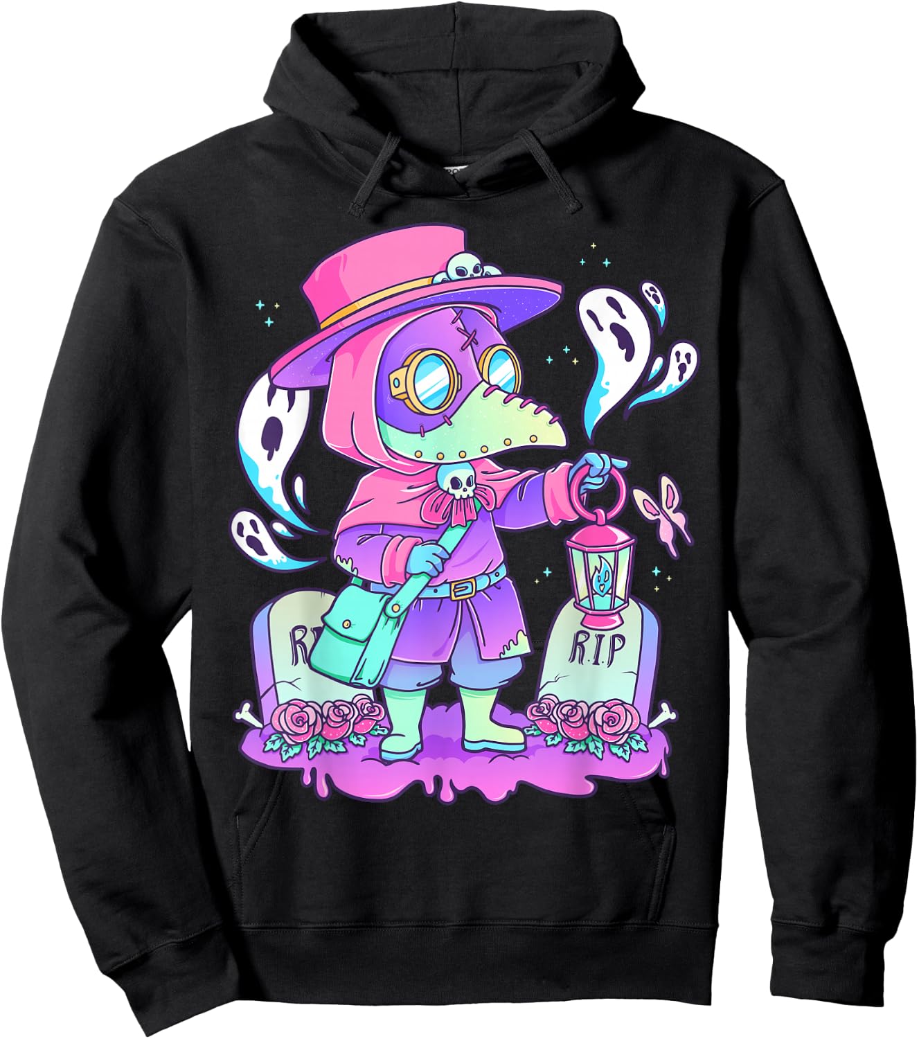 Pastel Goth Cute Creepy Plague Doctor Kawaii Menhera Wiccan Small Hoodie - Hoodie | Black
