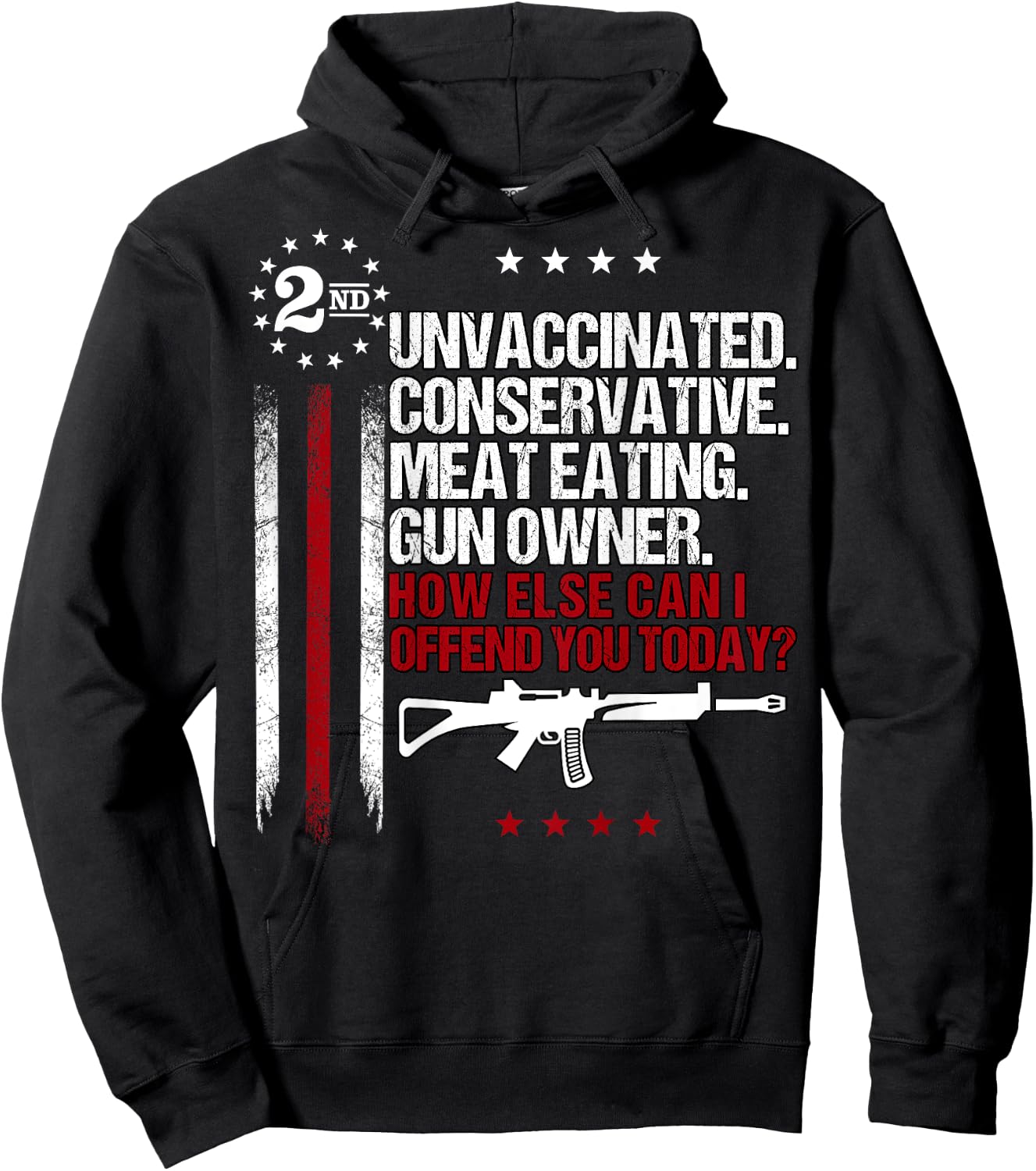 Unvaccinated Conservative Meat Eating Gun Owner | ON BACK Hoodie - Hoodie | Black