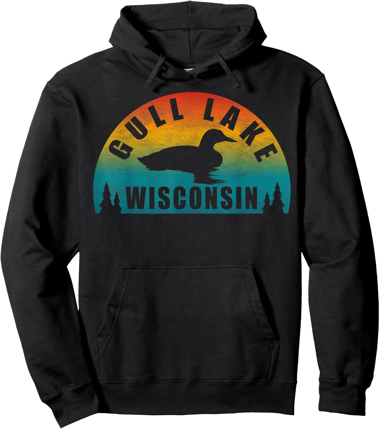 Gull Lake Northern Wisconsin Sunset Loon Hoodie - Hoodie | Black