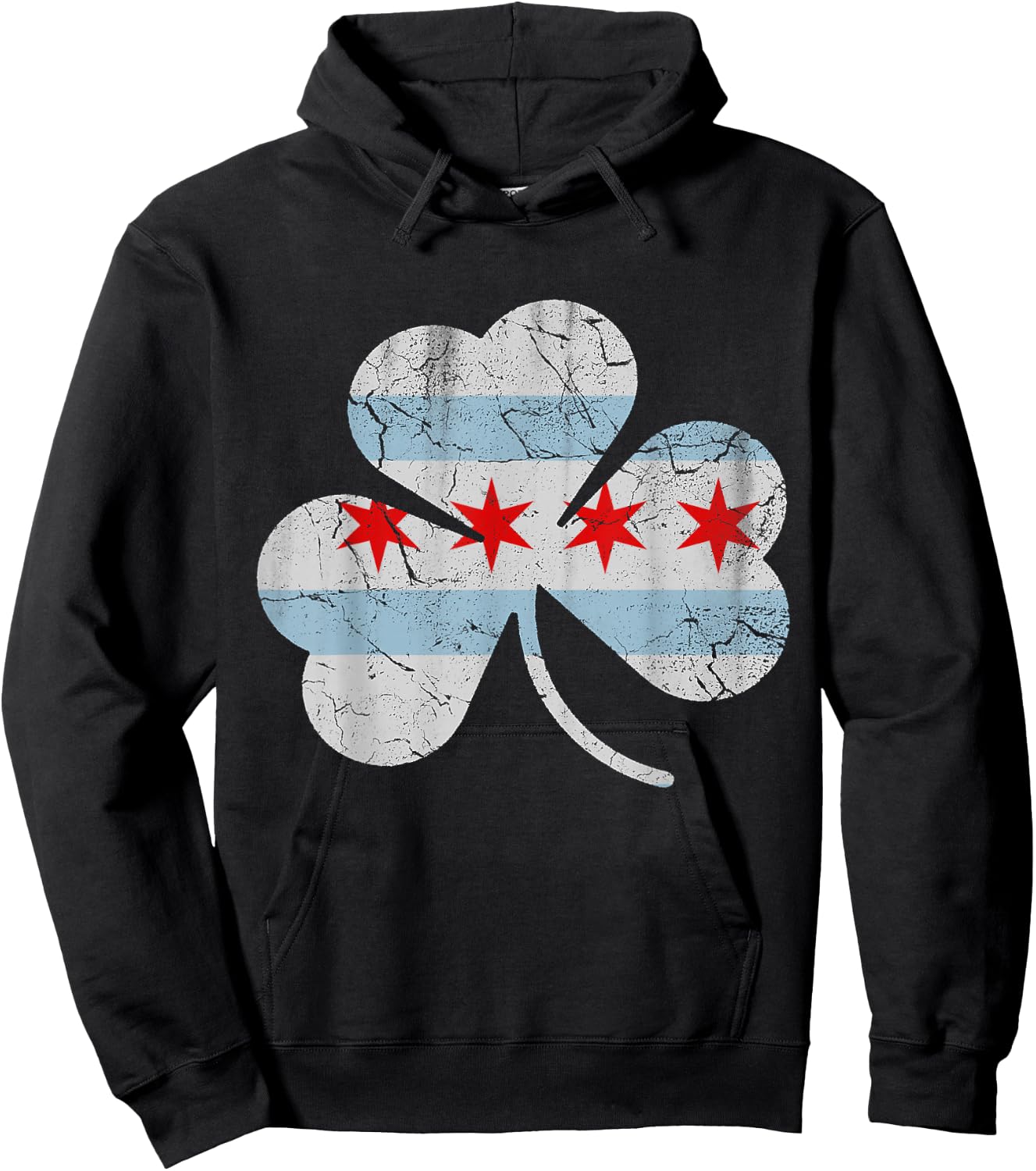 Chicago Flag Shamrock Irish St Patricks Day Couples Groups Hoodie - Hoodie | Black