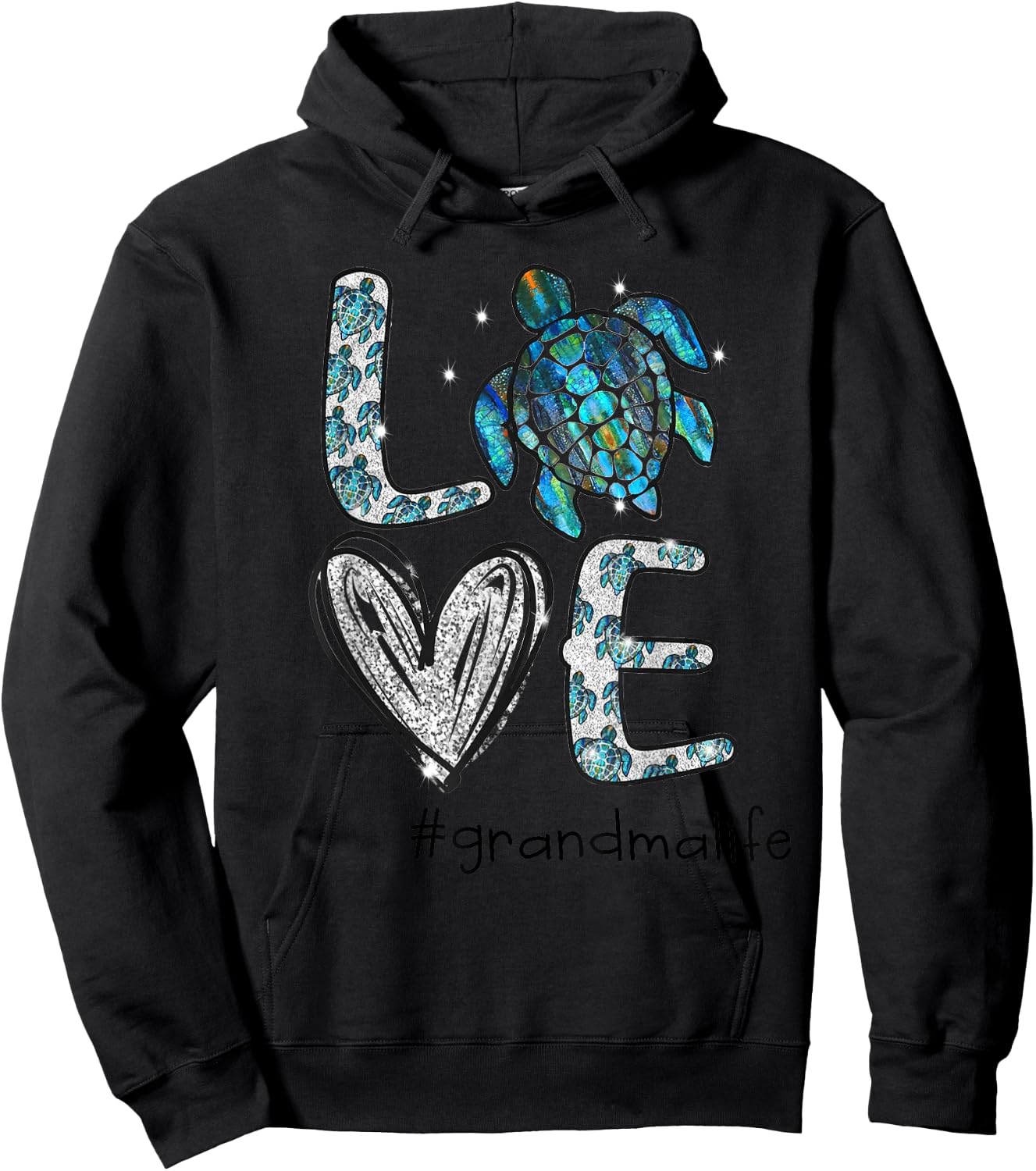 Grandma Turtle - Love Grandma Life Sea Turtle Hoodie - Hoodie | Black