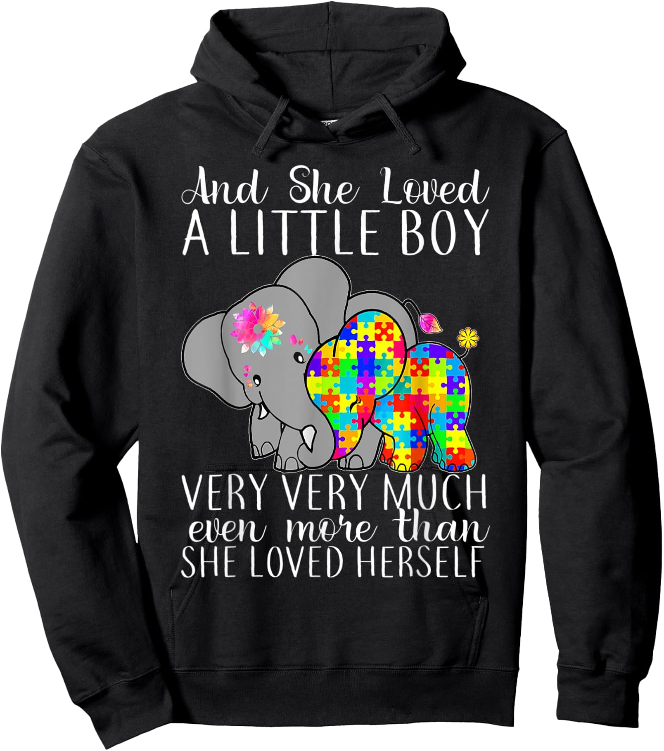 She Loved A Little Boy Very Much Autism Elephant Mom Hoodie - Hoodie | Black