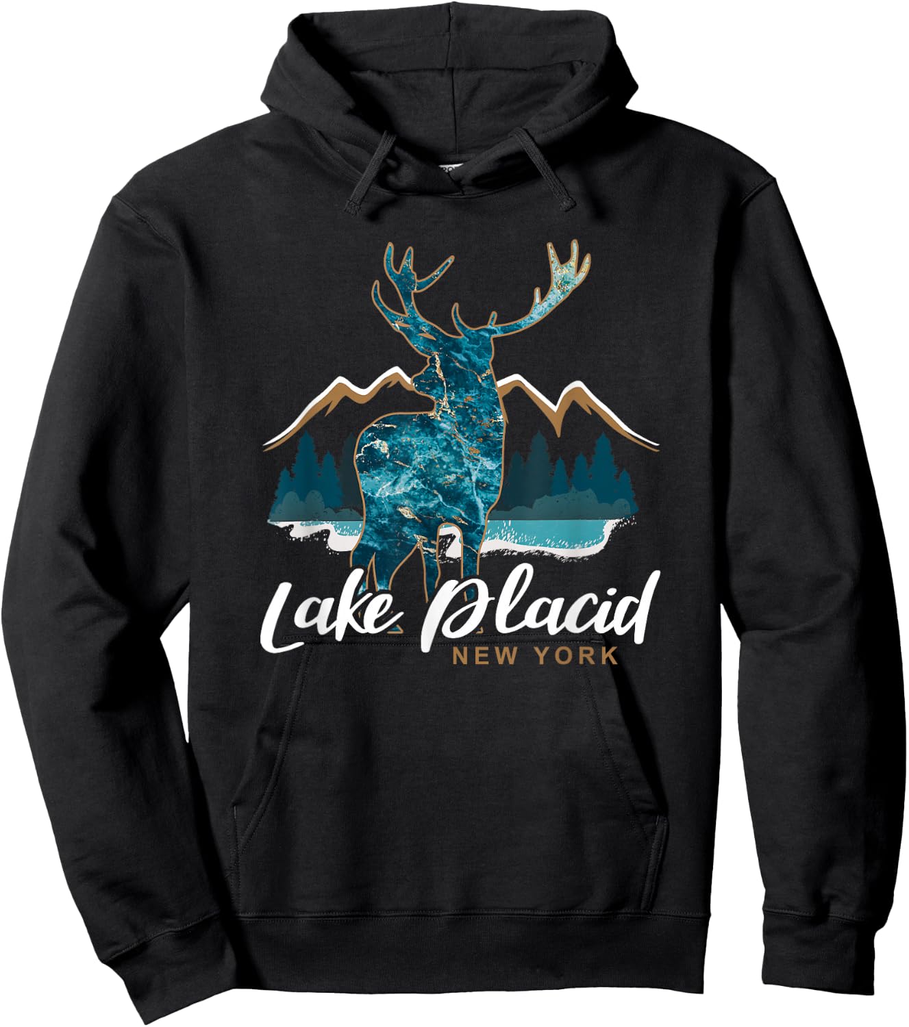 Lake Placid New York USA Adirondack Mountains Souvenir Hoodie - Hoodie | Black