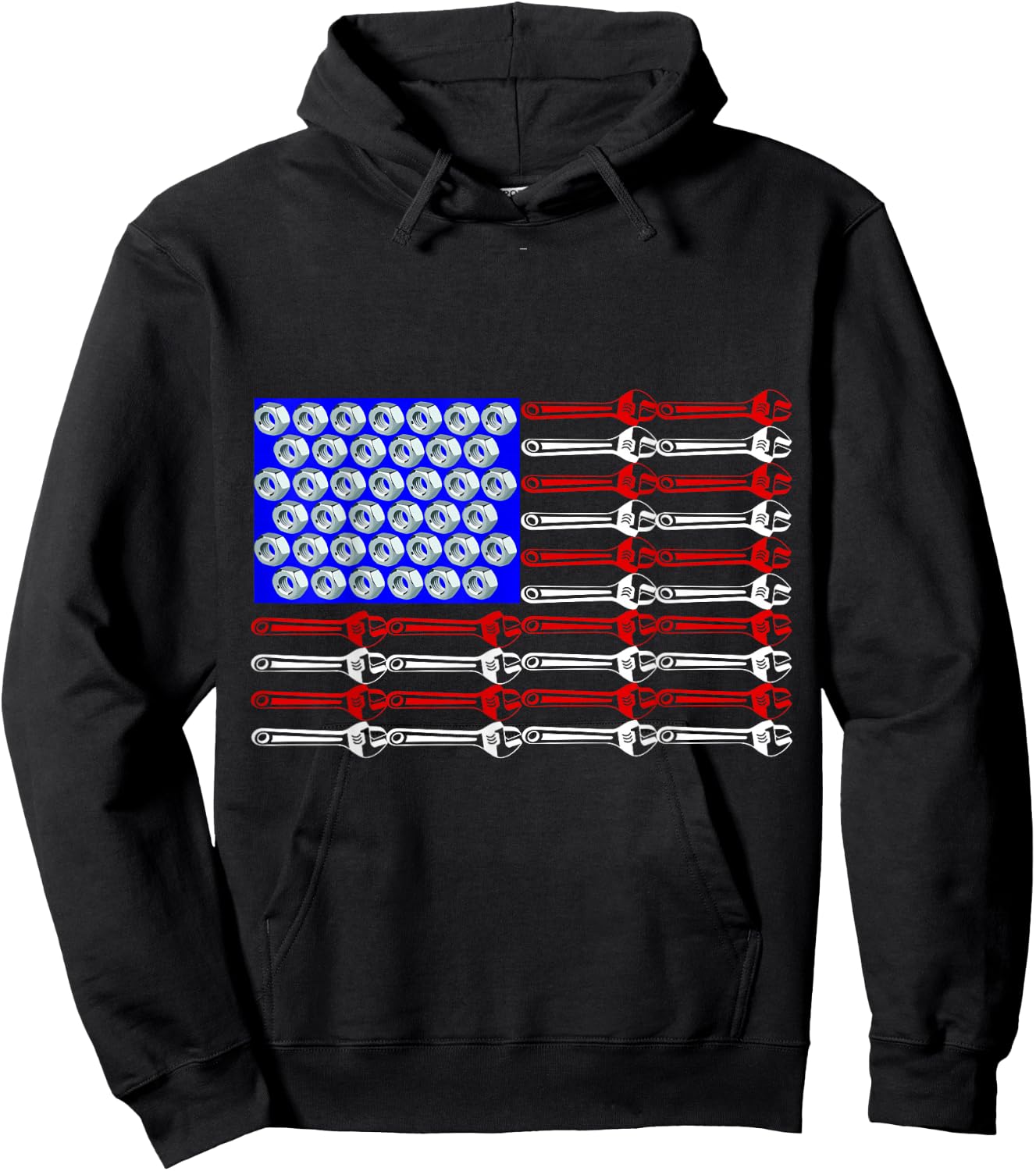 Mechanic Proud American Patriotic USA Flag of Tools Hoodie - Hoodie | Black