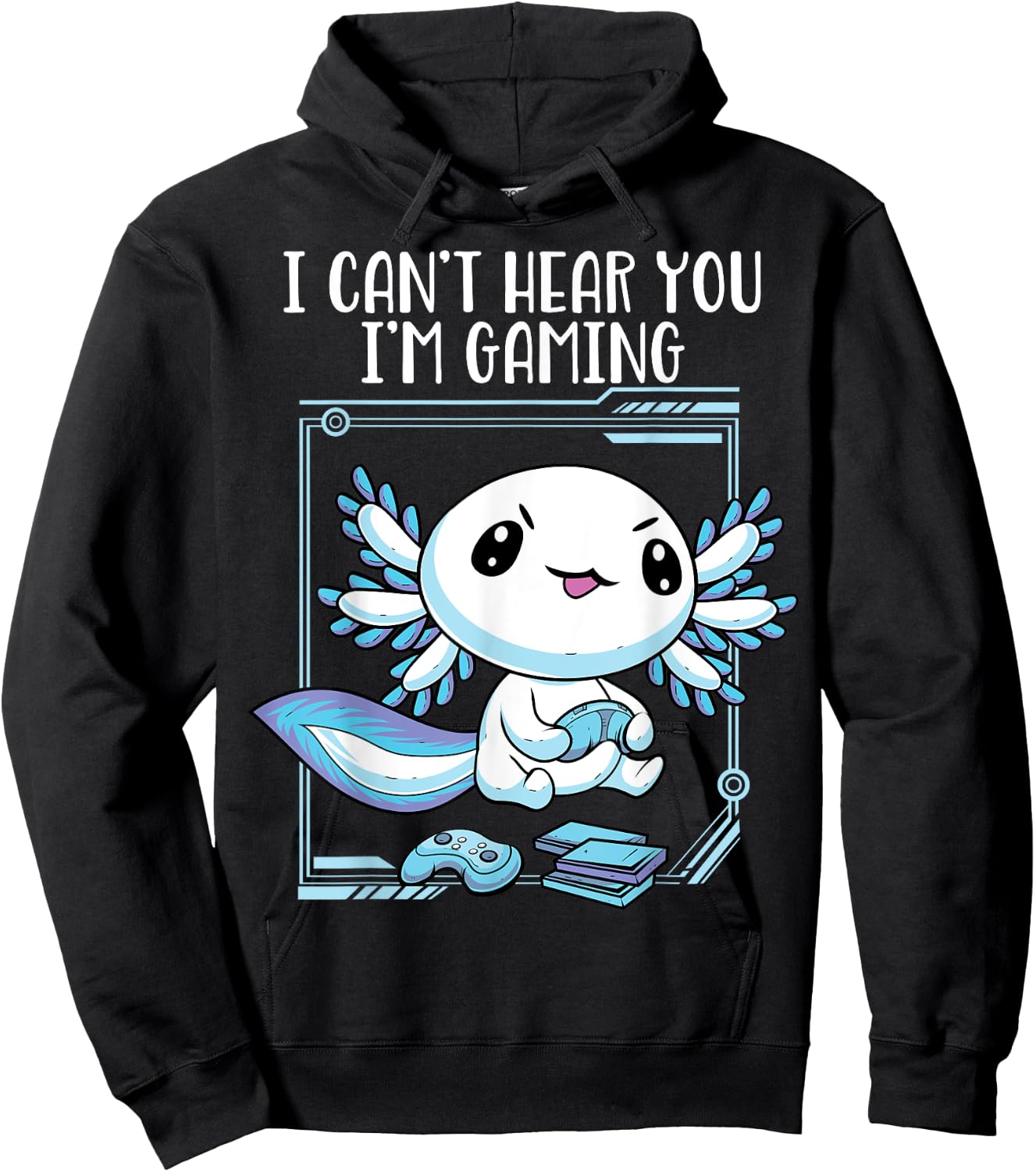 Gamer Axolotl Shirt Gamesolotl Fish Gaming Video Gamer Anime Hoodie - Hoodie | Black