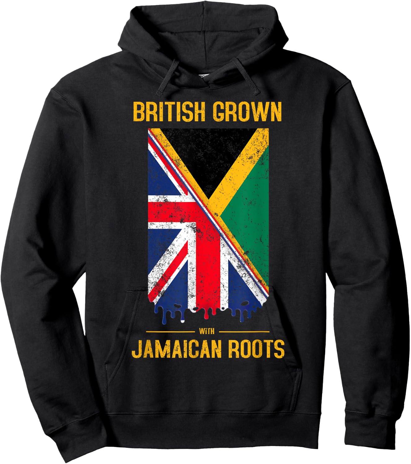 Jamaican Flag With Union Jack Design & British Caribbean Hoodie - Hoodie | Black