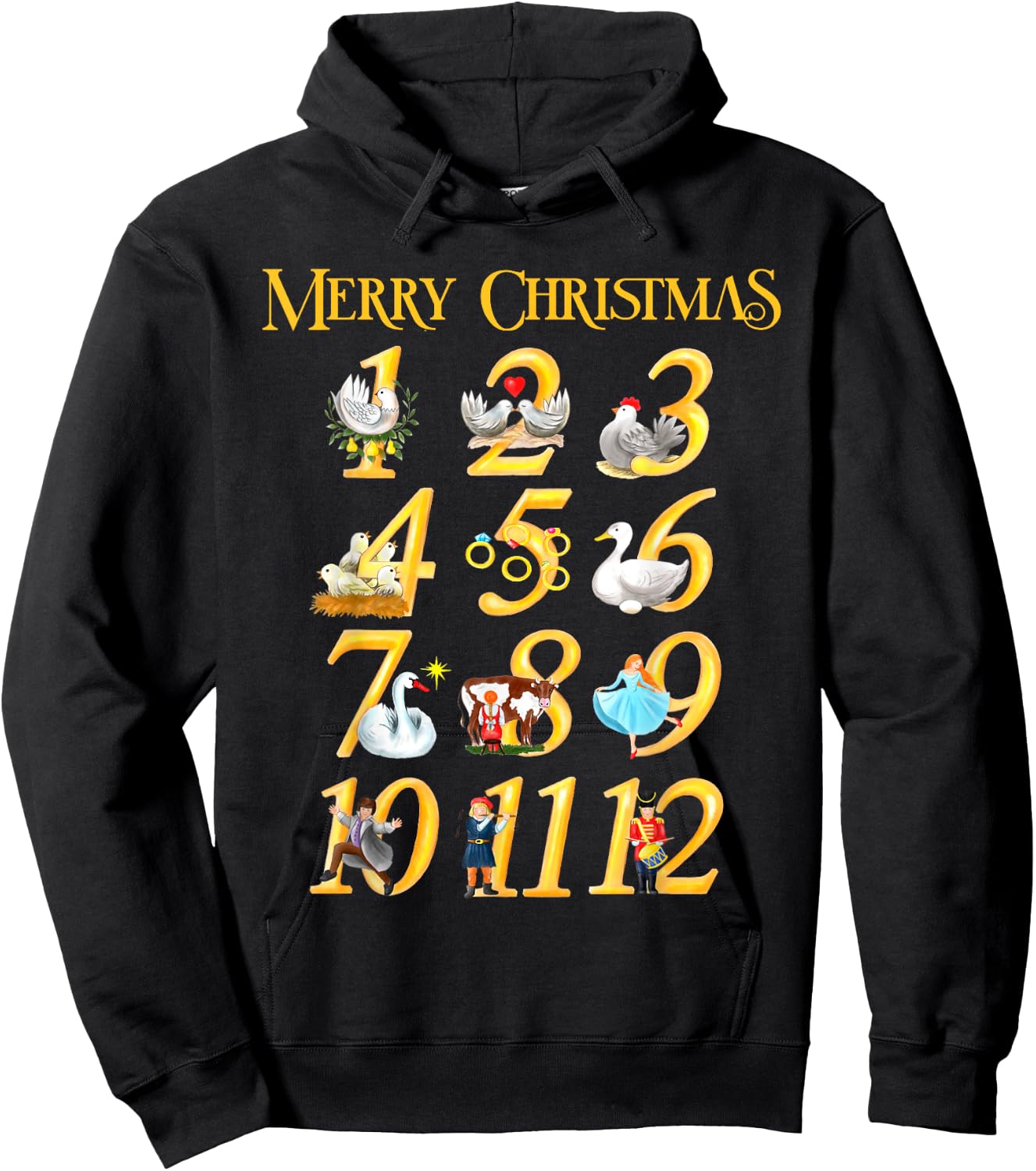 Merry Christmas Carol 12 days Gift Hoodie - Hoodie | Black