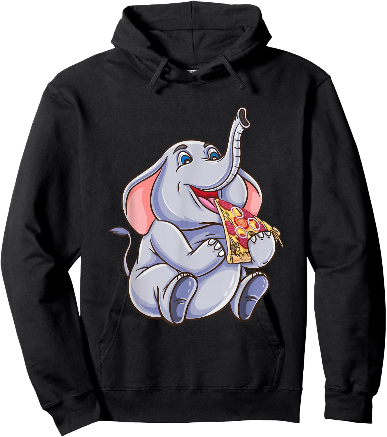 Funny Elephant Eating Pizza Hoodie - Hoodie | Black