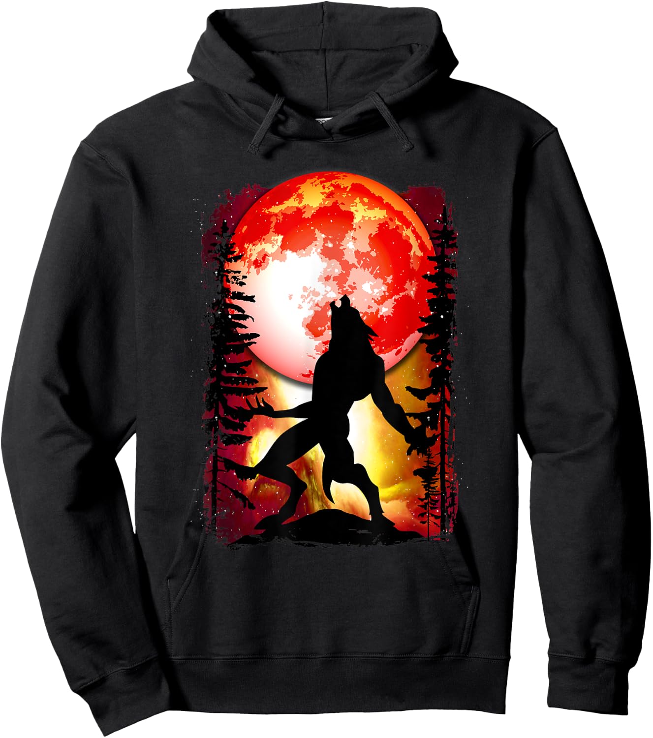 Werewolf Red Blood Full Moon Lycan Horror Halloween Hoodie - Hoodie | Black