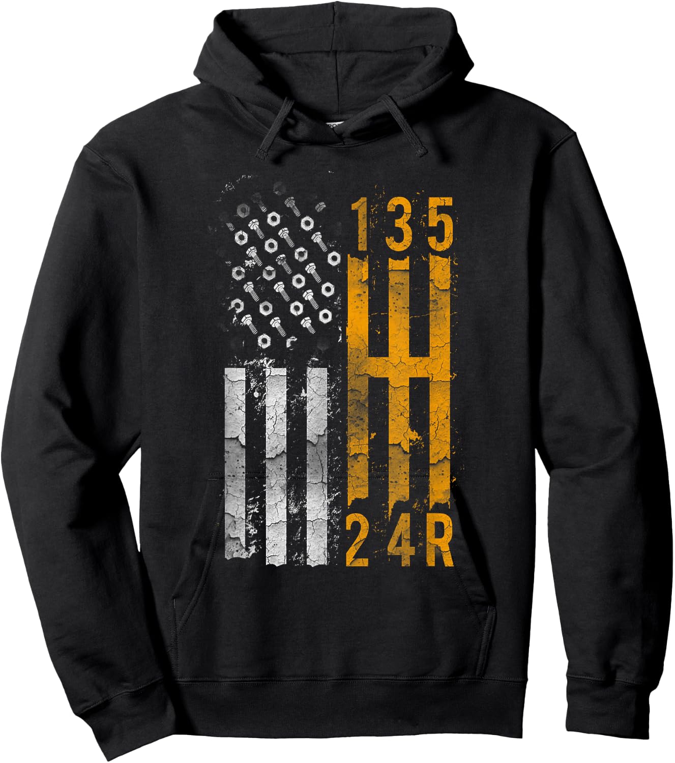 Stick Shift American Flag Muscle Car Mechanic Auto Shop Hoodie - Hoodie | Black