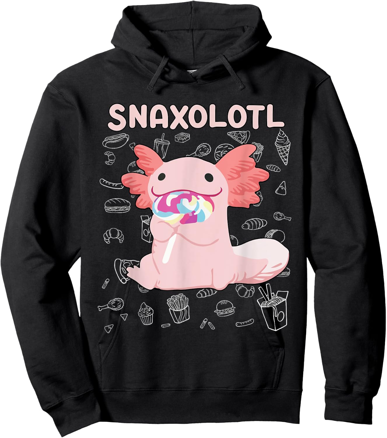 Axolotl Sweets Lollipop Snaxolotl Kawaii Axolotl Hoodie - Hoodie | Black