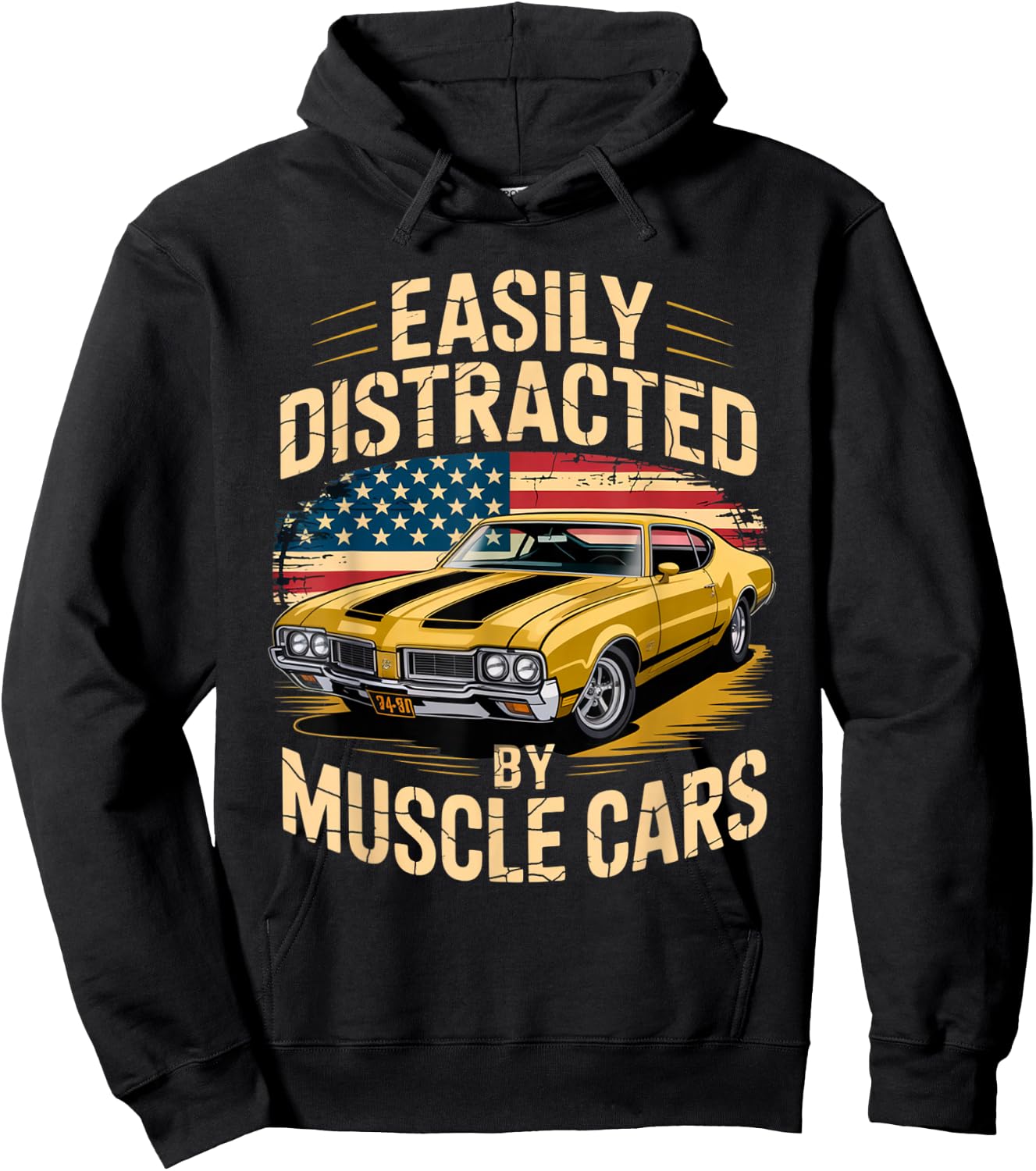 Easily Distracted by Muscle Cars Outfit for Classic auto Fan Hoodie - Hoodie | Black