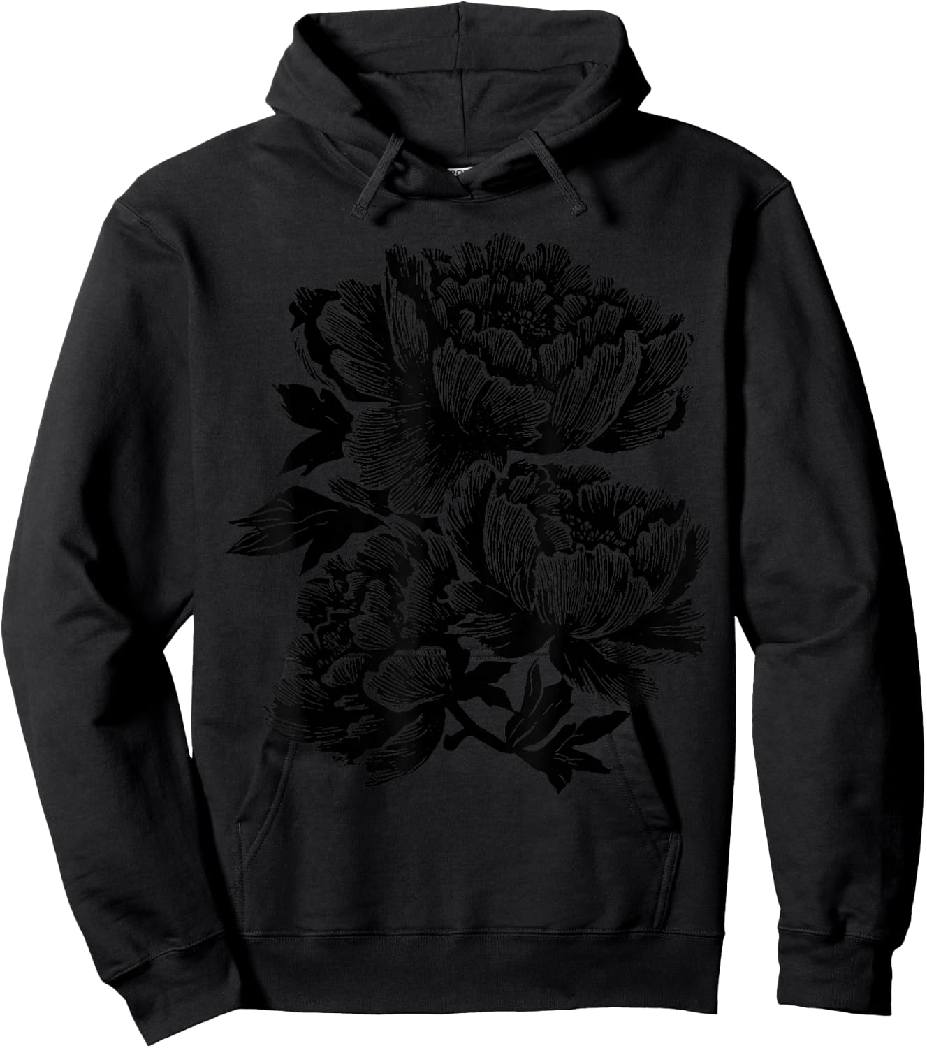 Peony Flower Botanical Vintage Wildflower Floral Hoodie - Hoodie | Black
