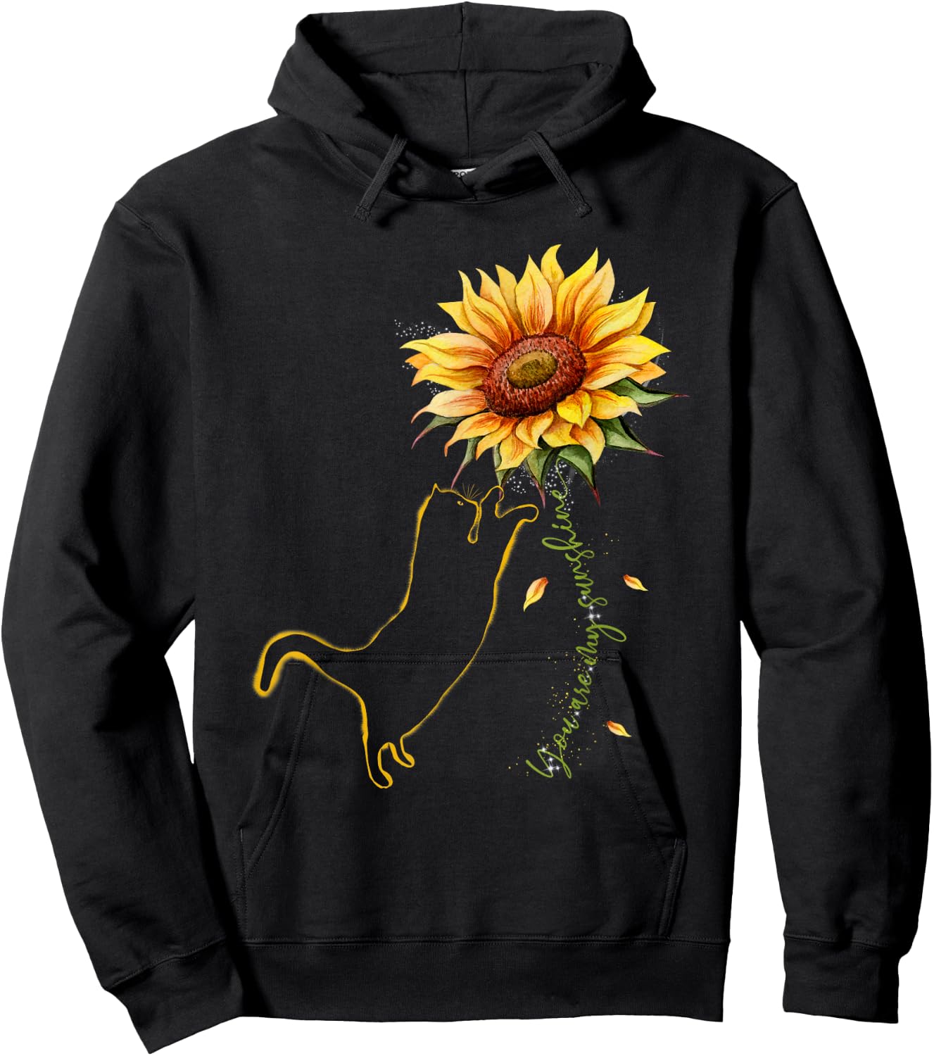 Cat Graphic , Cat Sunflower Shirt, Cat Sunshine, Cat Lover Hoodie - Hoodie | Black