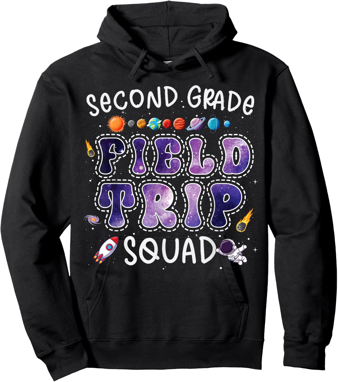 2nd Grade Space Center Field Trip Squad Teacher Student Hoodie - Hoodie | Black