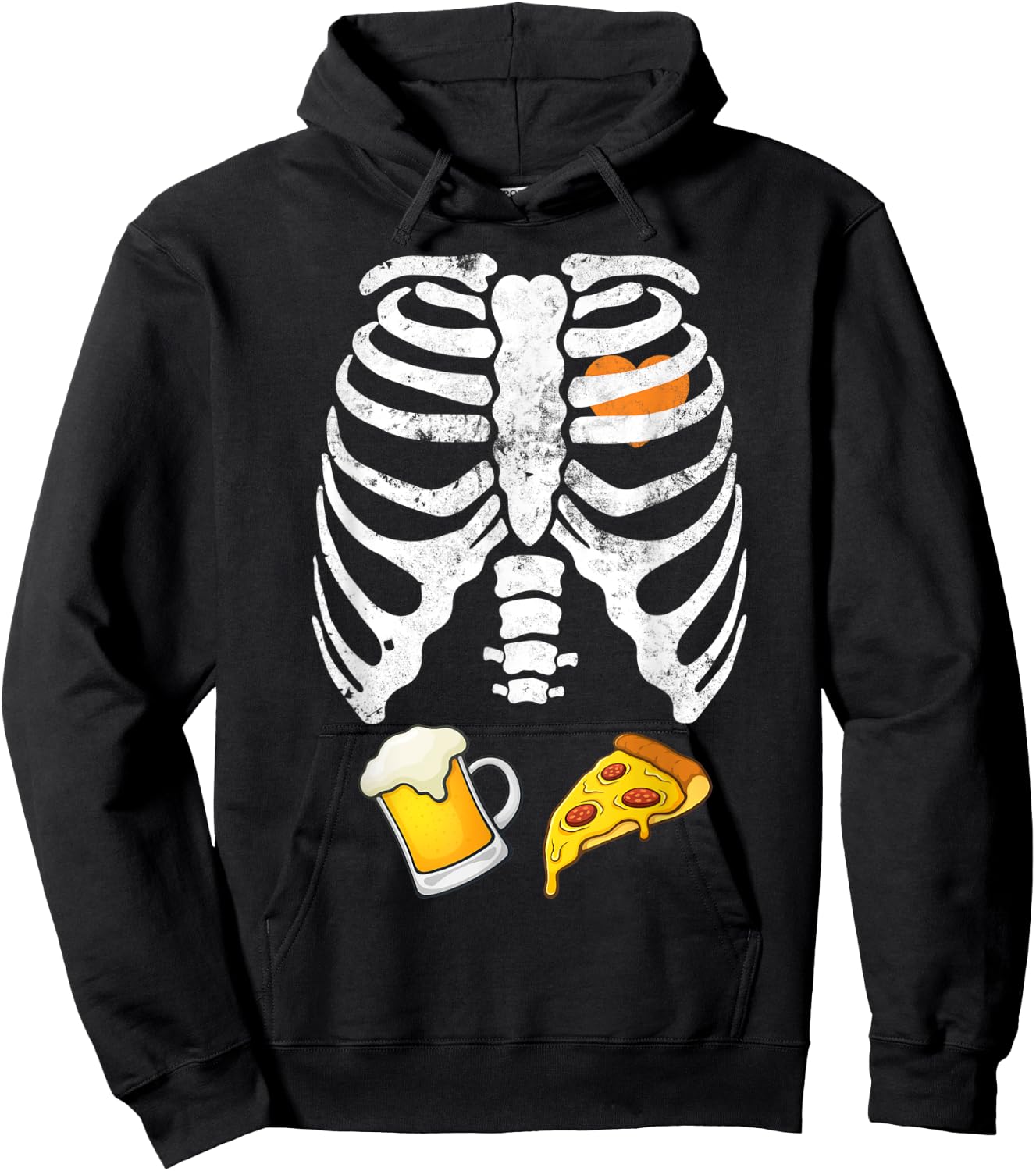 Skeleton Halloween Beer Pizza Funny Pregnancy X Ray Hoodie - Hoodie | Black