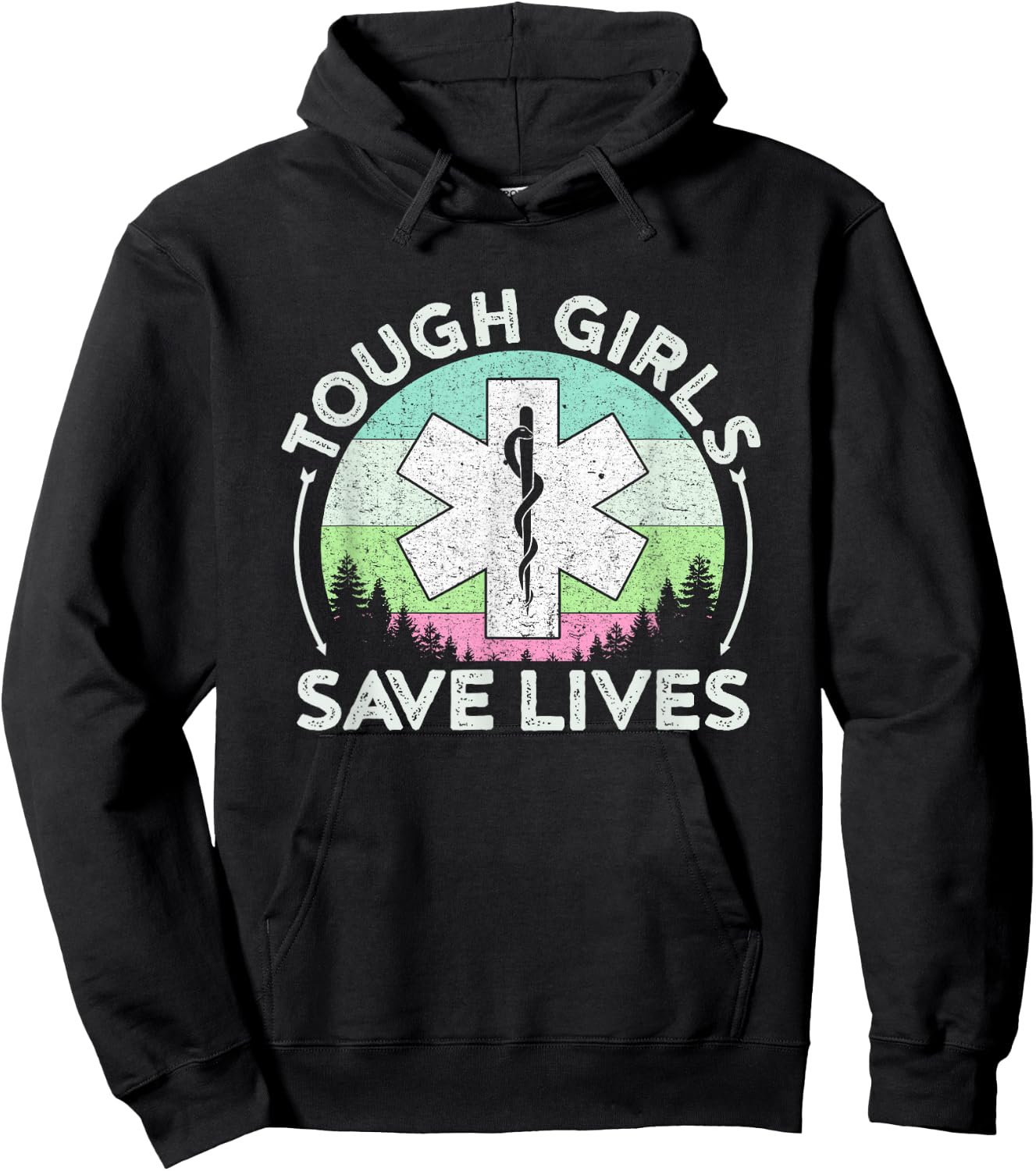 Tough Girls Save Lives EMT Women Vintage Paramedic Hoodie - Hoodie | Black