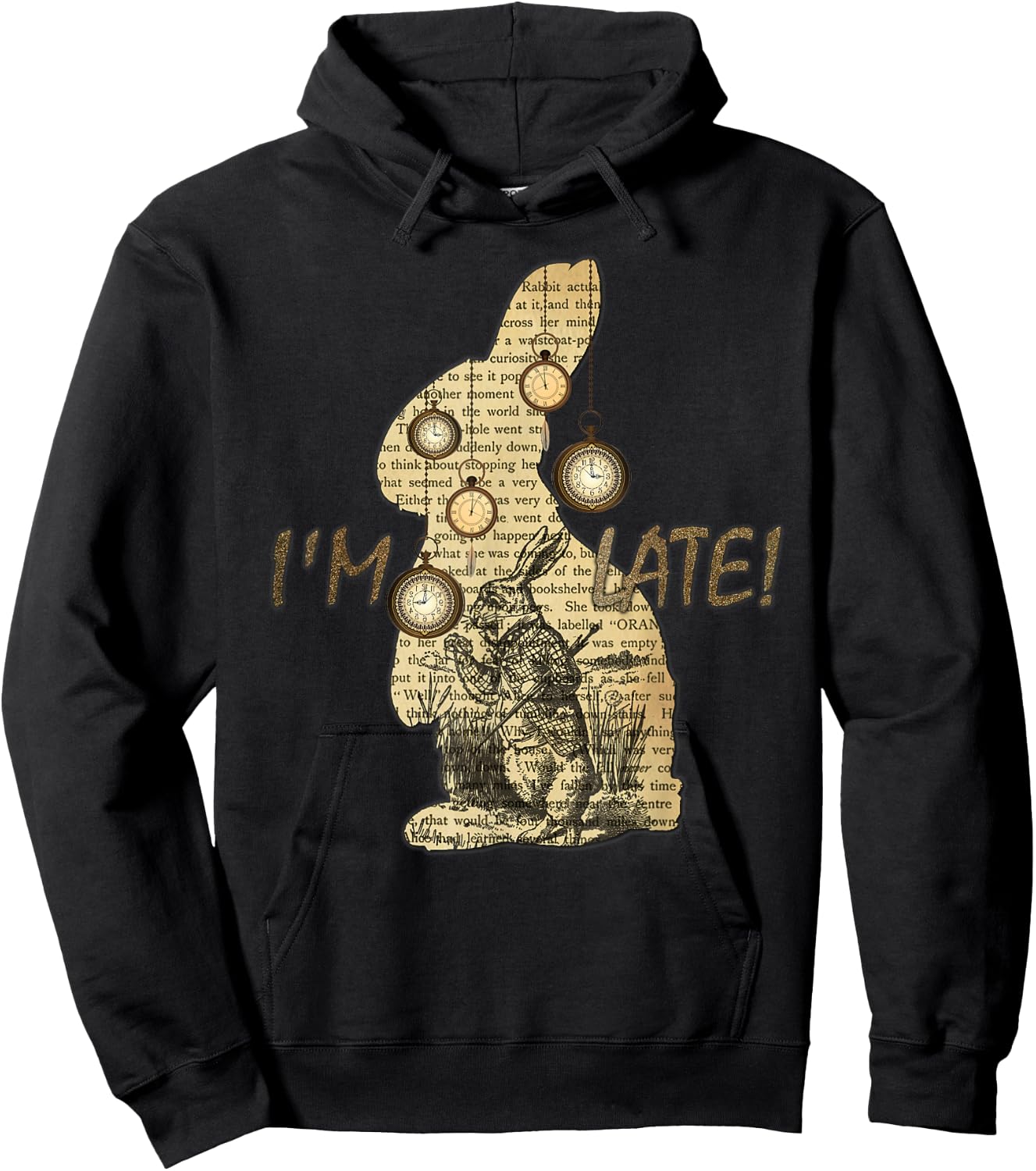 I'm Late - Alice in Wonderland White Rabbit Hoodie - Hoodie | Black