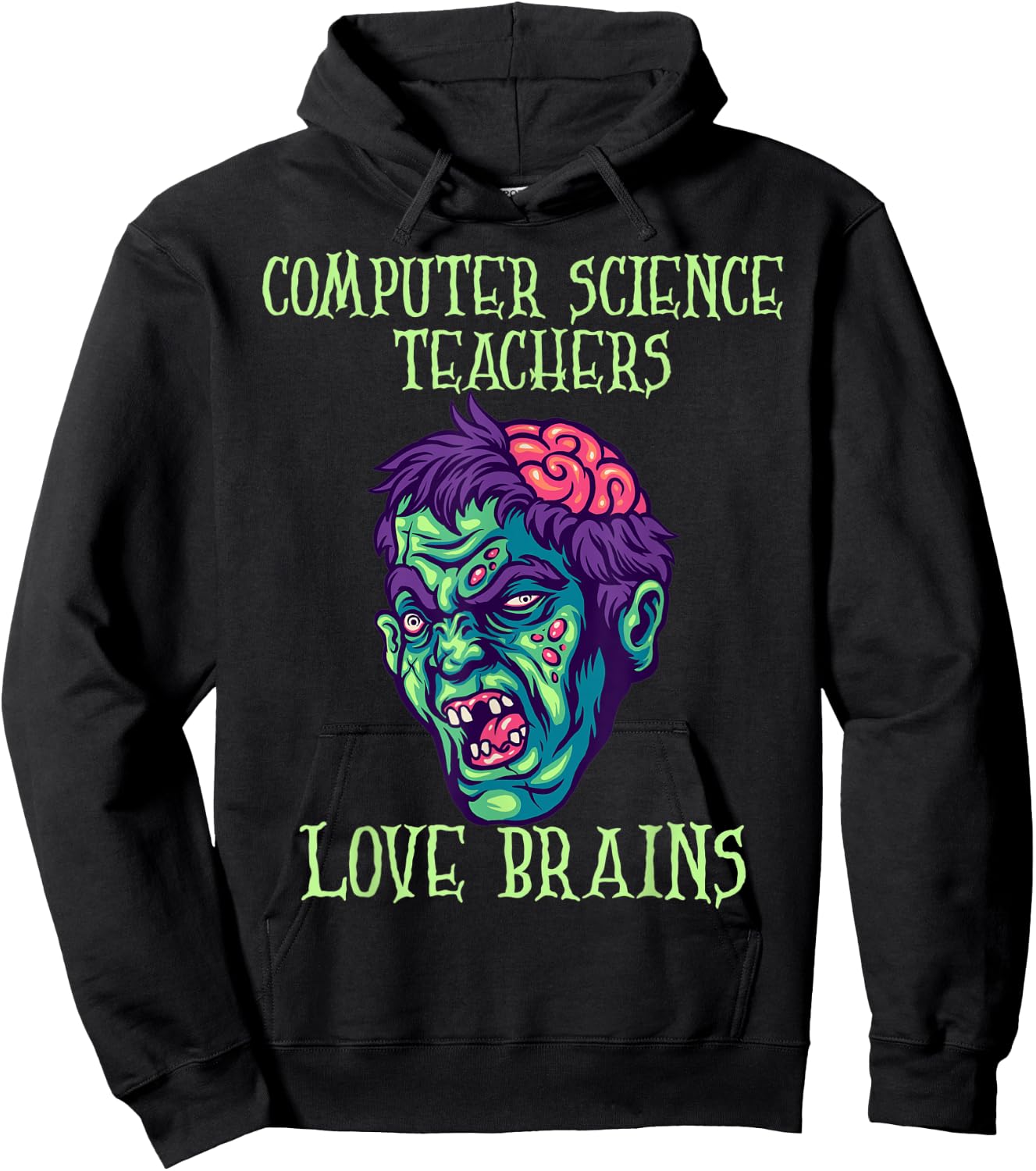 Computer Science Teachers Love Brains Halloween Costume Hoodie - Hoodie | Black