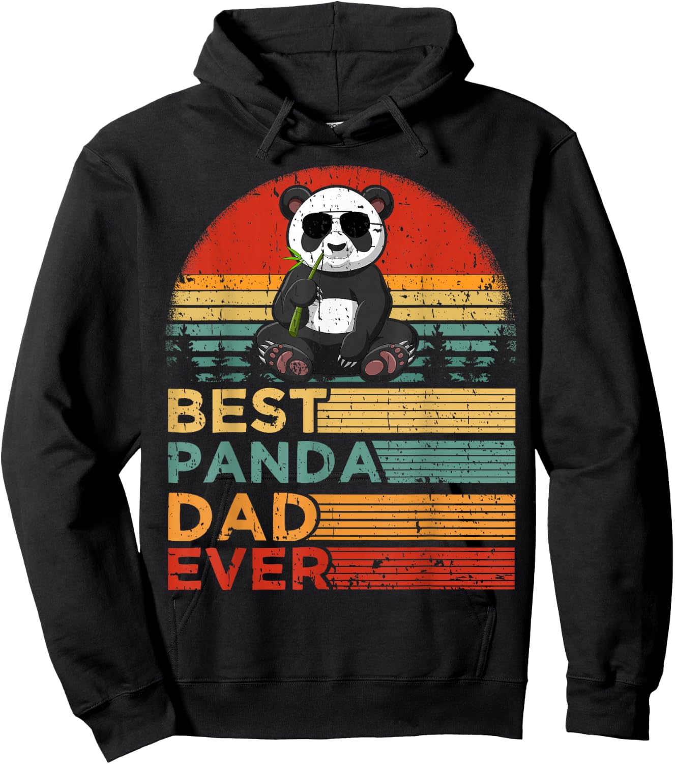 Best Panda Dad Ever Funny Vintage Panda Father's Day Hoodie - Hoodie | Black