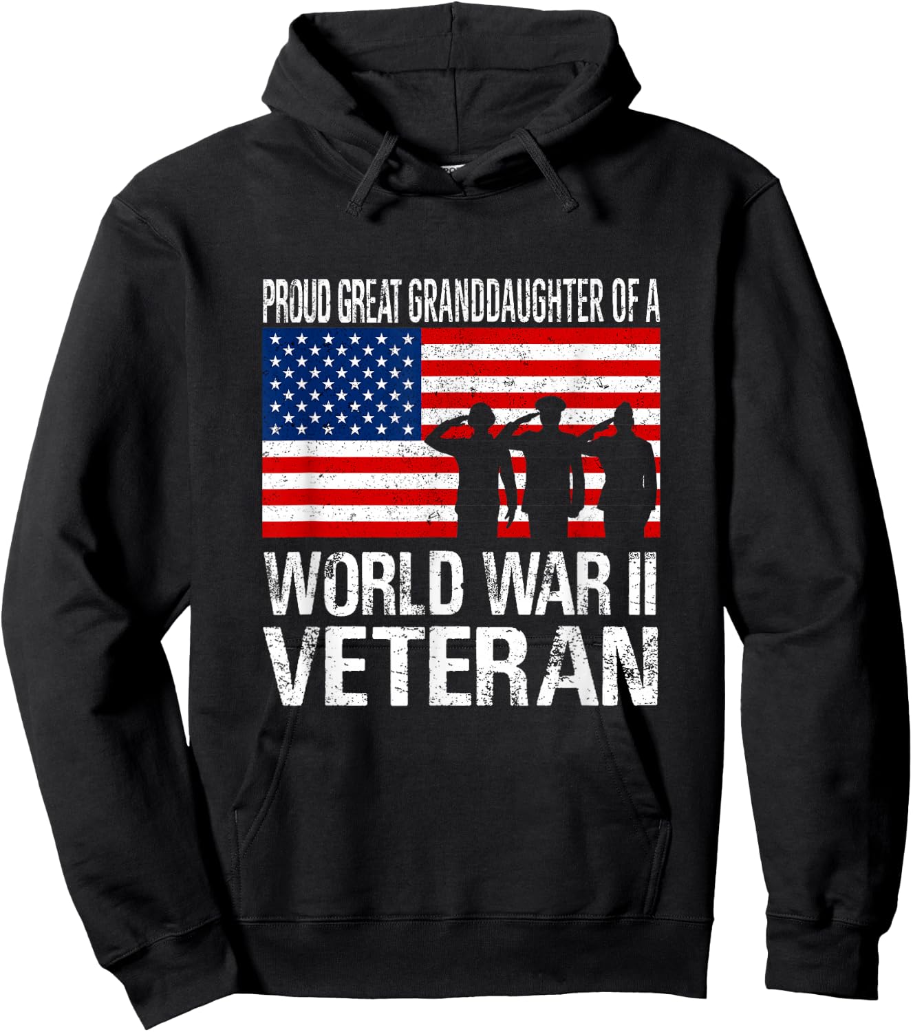 Proud Great Granddaughter of WW II Veteran Family Matching Hoodie - Hoodie | Black