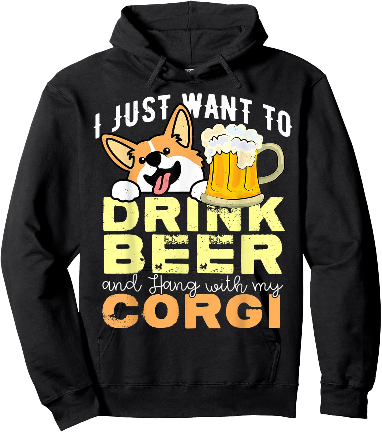 Corgi Dad Shirt Funny Father's Day Dog Lover Gift Beer Men Women Hoodie - Hoodie | Black