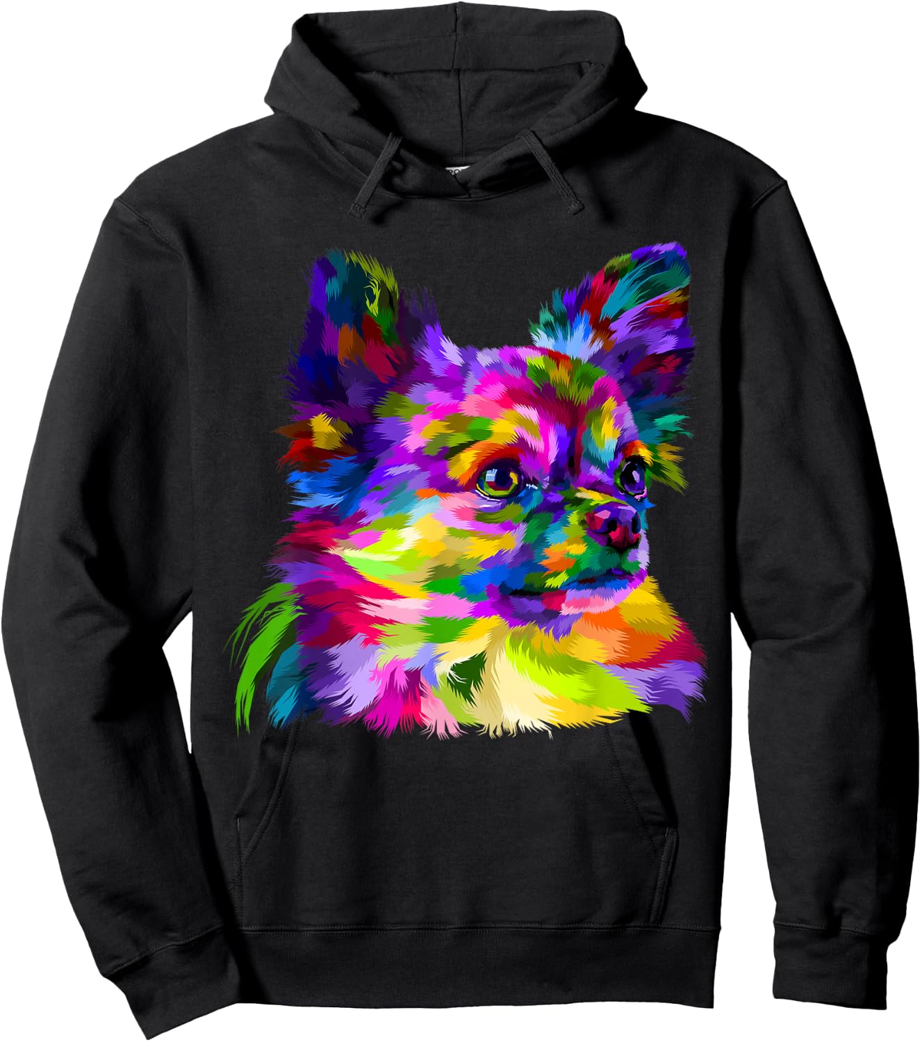 Long Hair Chihuahua Pop Art Portrait Art for Dog Owners Hoodie - Hoodie | Black