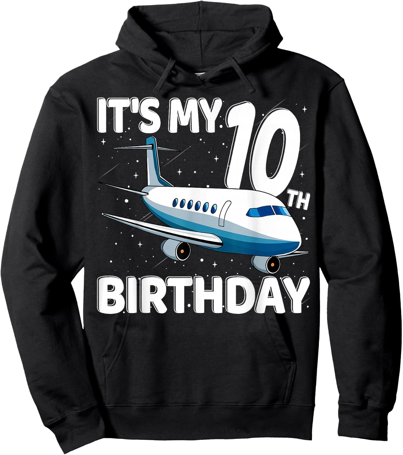 It's My 10th Birthday Airplane 10 year old Birthday Boy Girl Hoodie - Hoodie | Black
