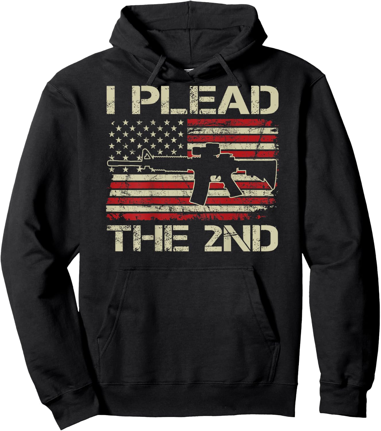 I Plead The 2nd Amendment - Vintage USA AR15 Flag (ON BACK) Hoodie - Hoodie | Black