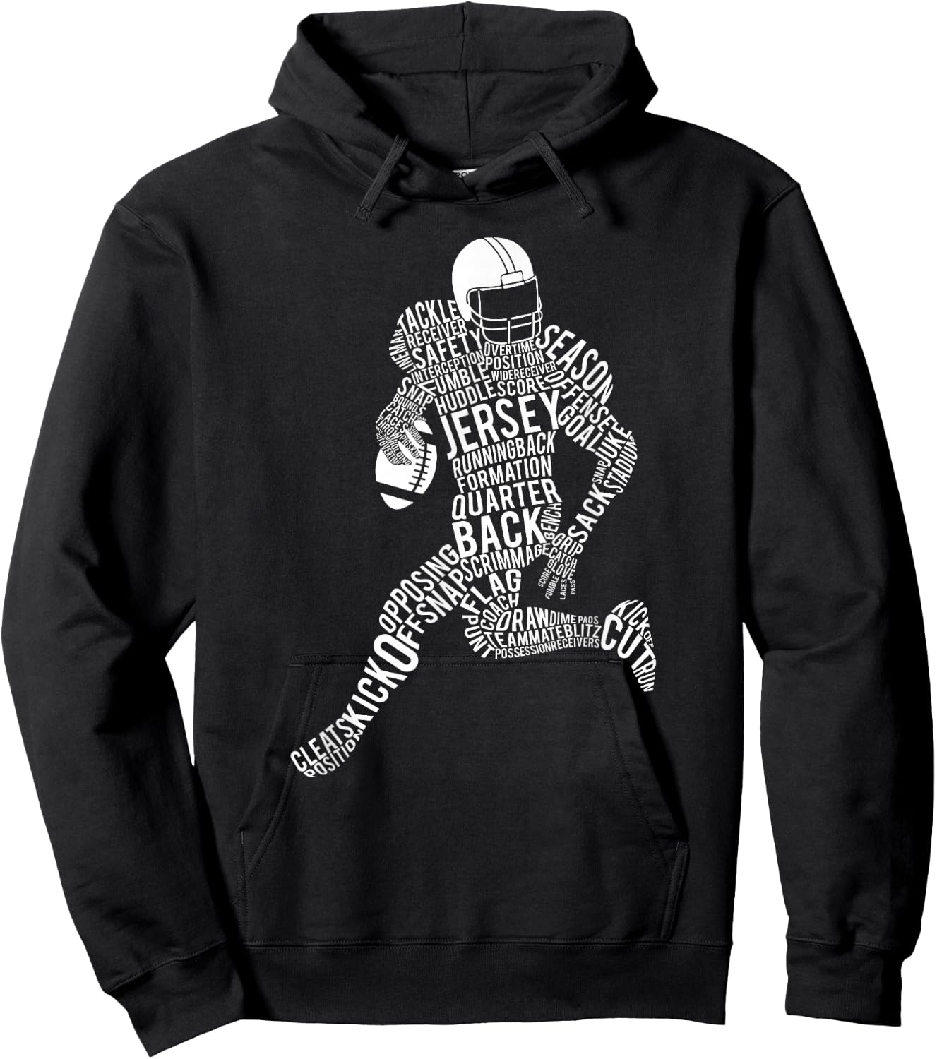 Football Player Typography Hoodie - Hoodie | Black