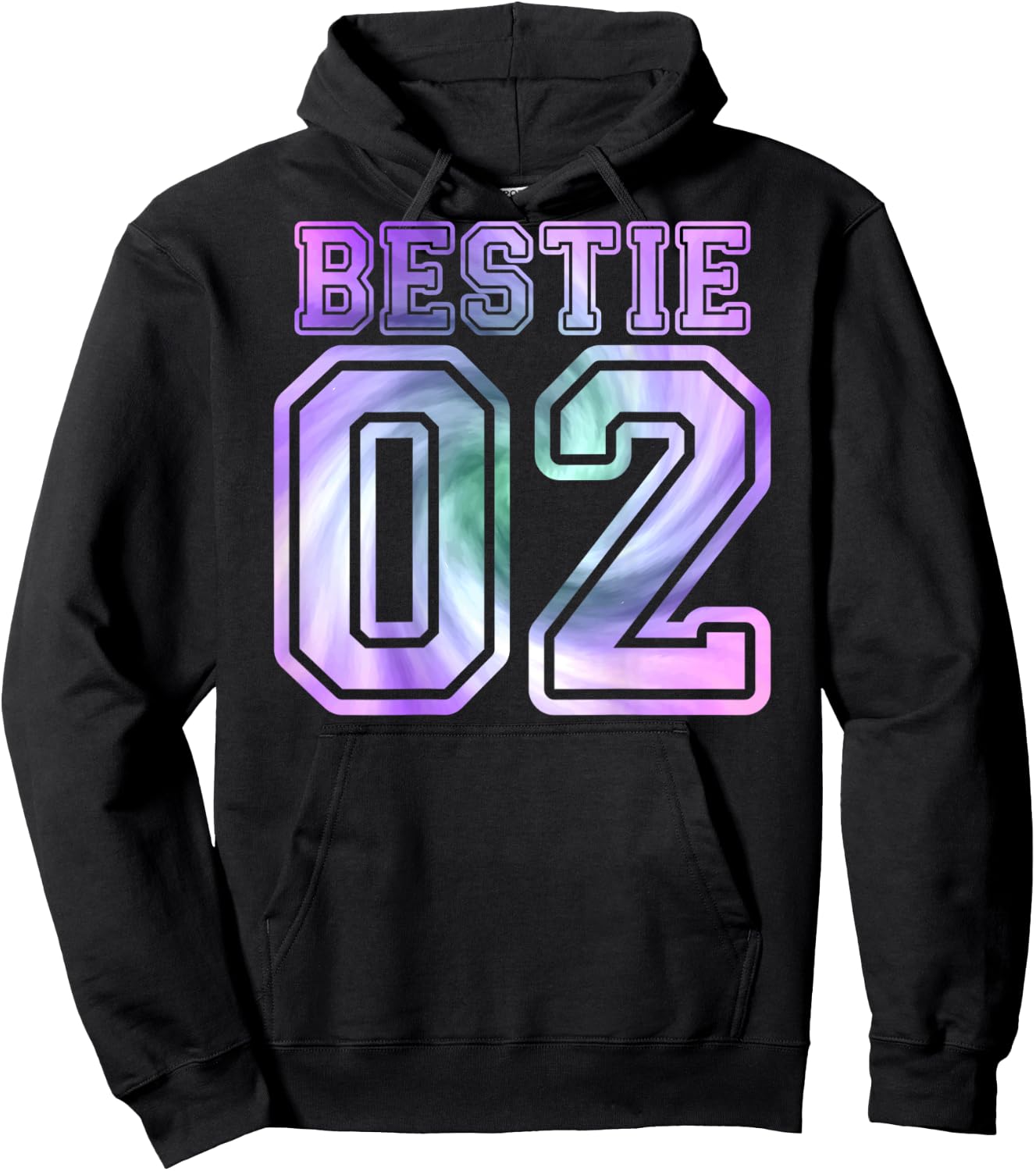 BFF 02 Best Friend Matching Bestie Tie Dye (On Back) Hoodie - Hoodie | Black