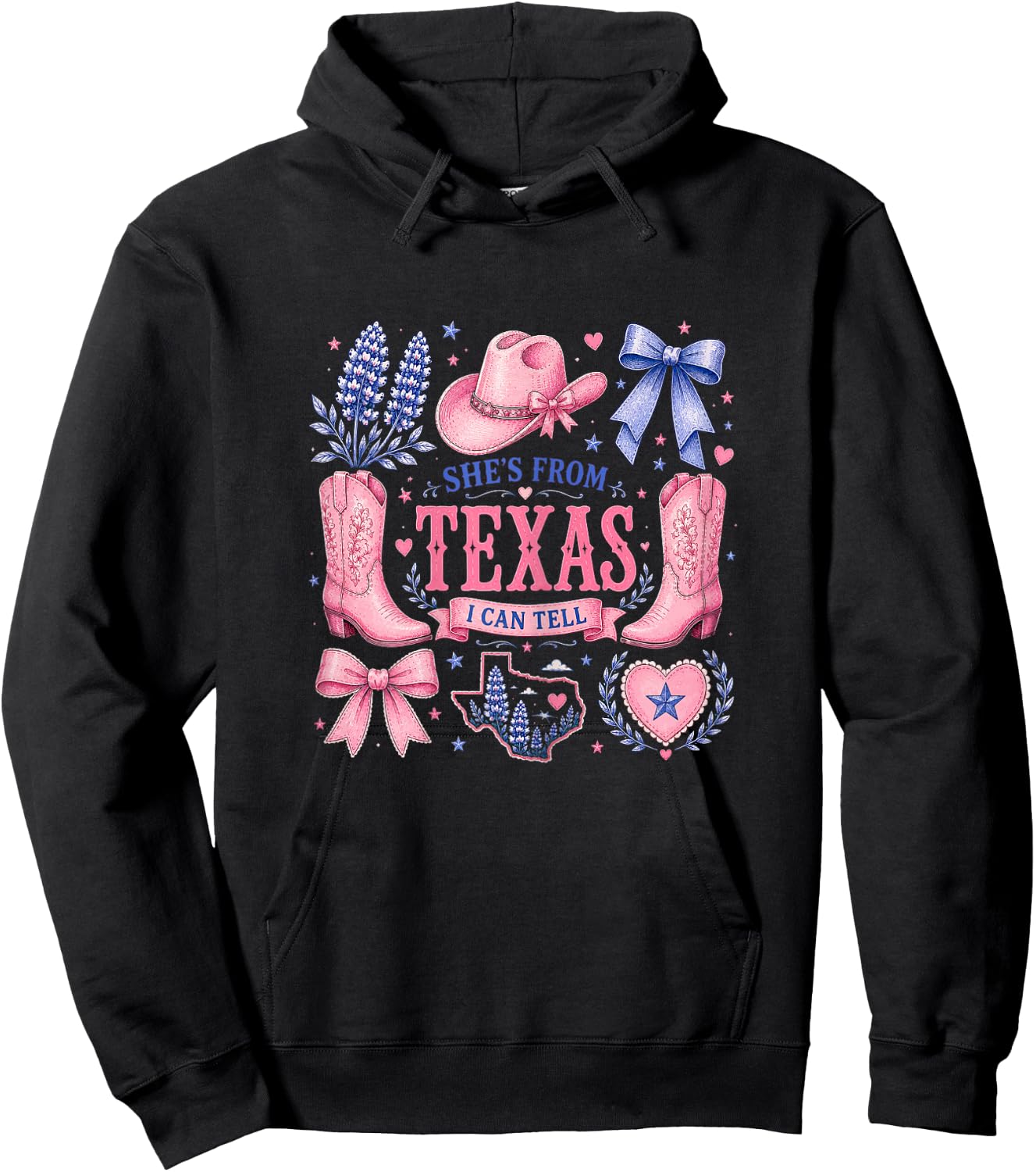 Shes from Texas I Can Tell State Southern Girls Texas Pride Hoodie - Hoodie | Black
