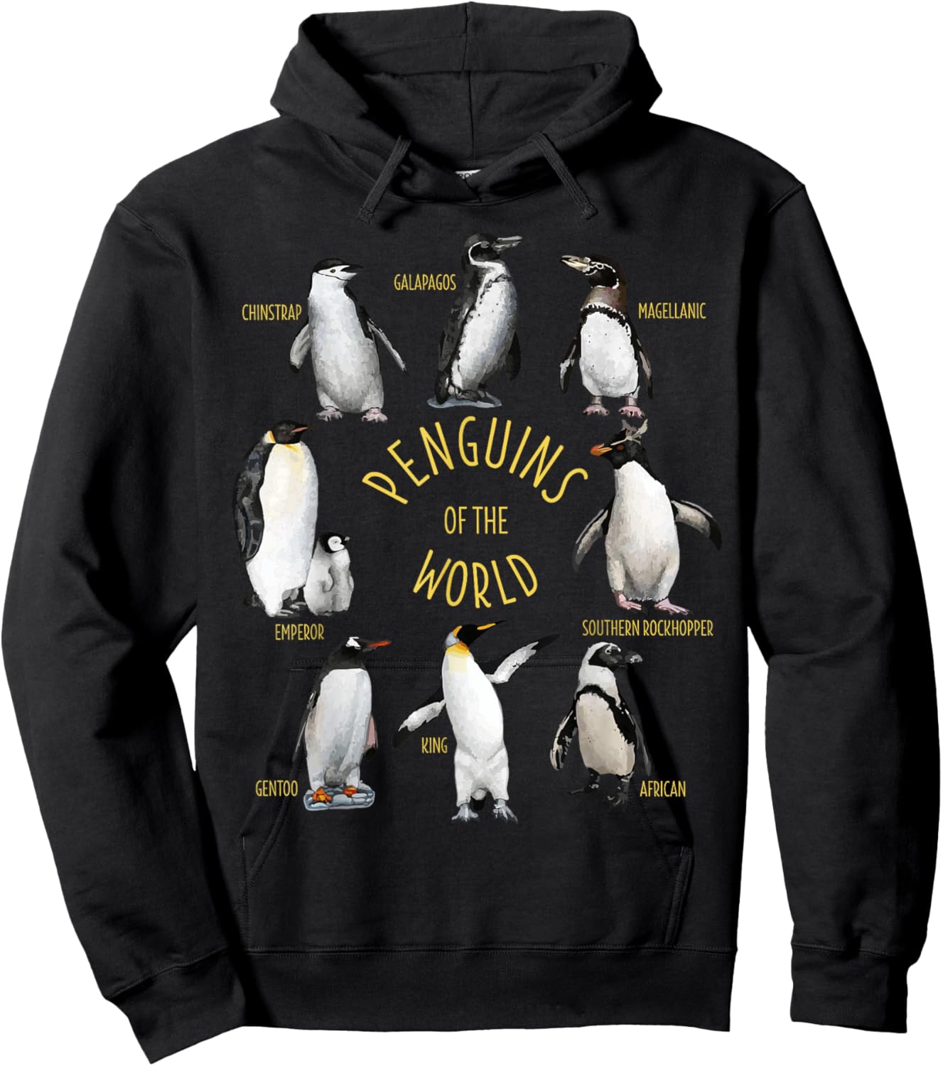All Types Of Penguins Of The World Funny Penguin Lover Gift Hoodie - Hoodie | Black