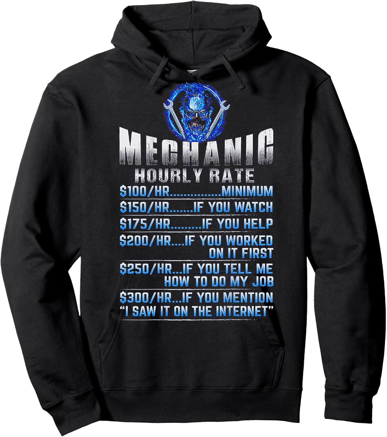 Mechanic Hourly Rate Skull (on back) Hoodie - Hoodie | Black