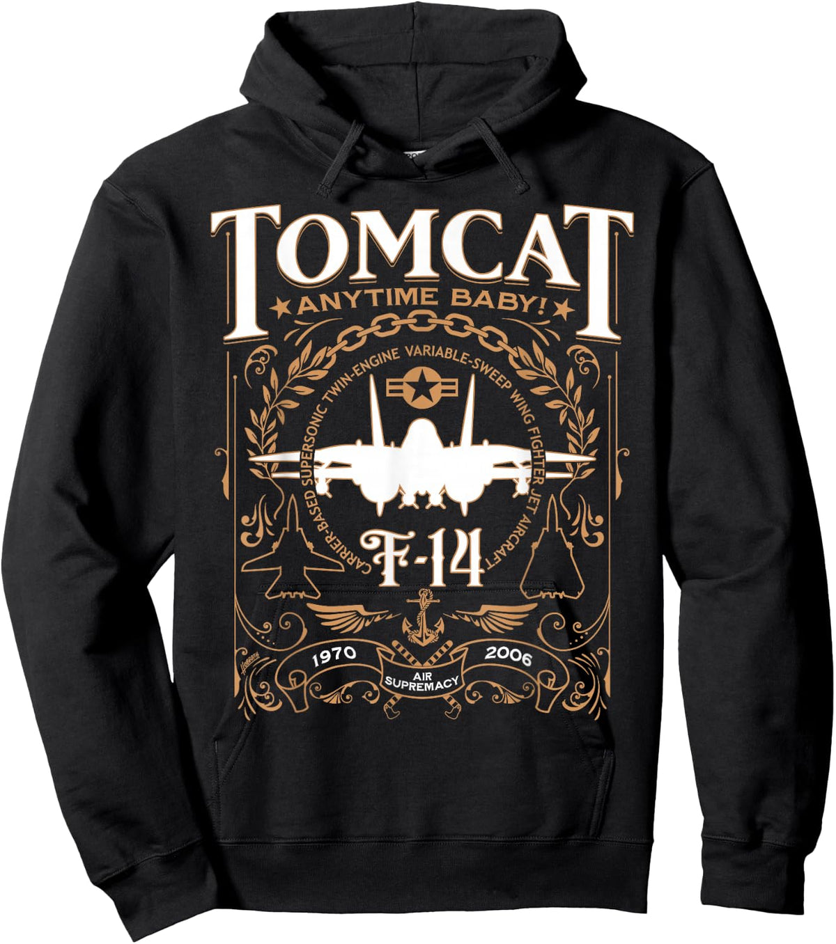 Jeff Hobrath Classic F-14 Tomcat Military Themed - -Adults, Black, Small Hoodie - Hoodie | Black