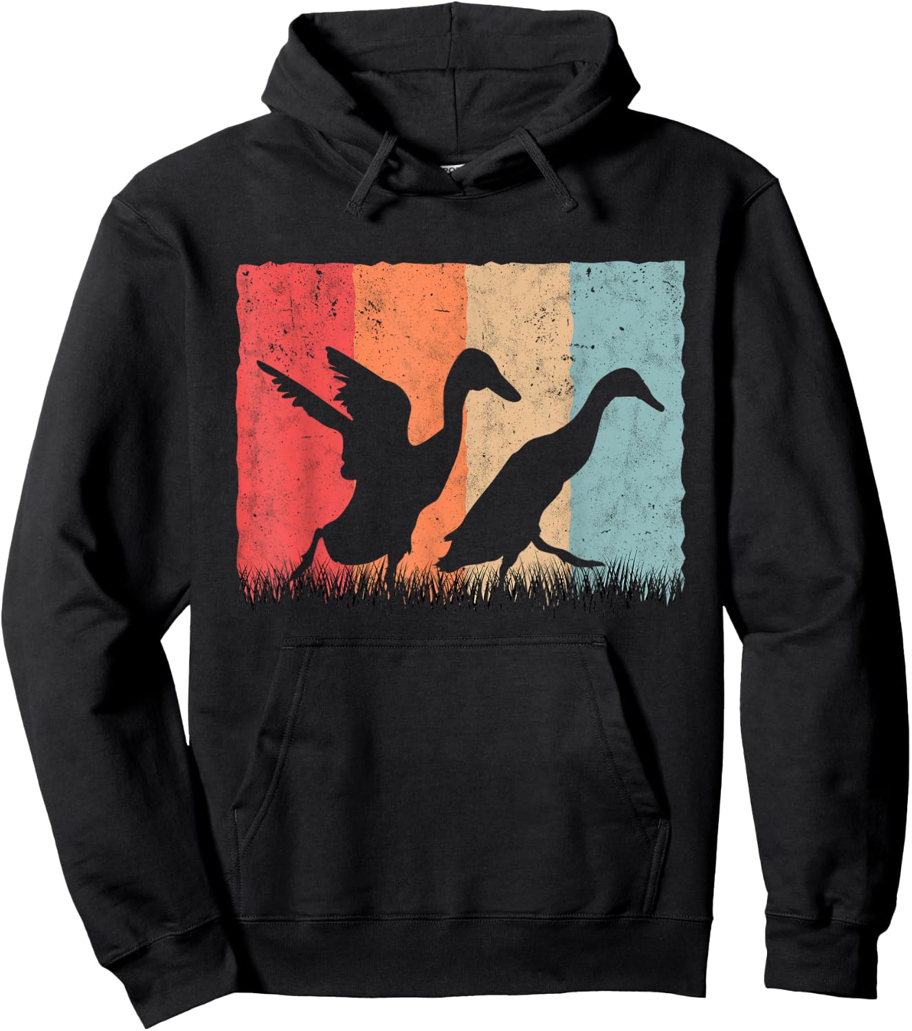 Running Duck Retro Runner Duck Vintage Hoodie - Hoodie | Black