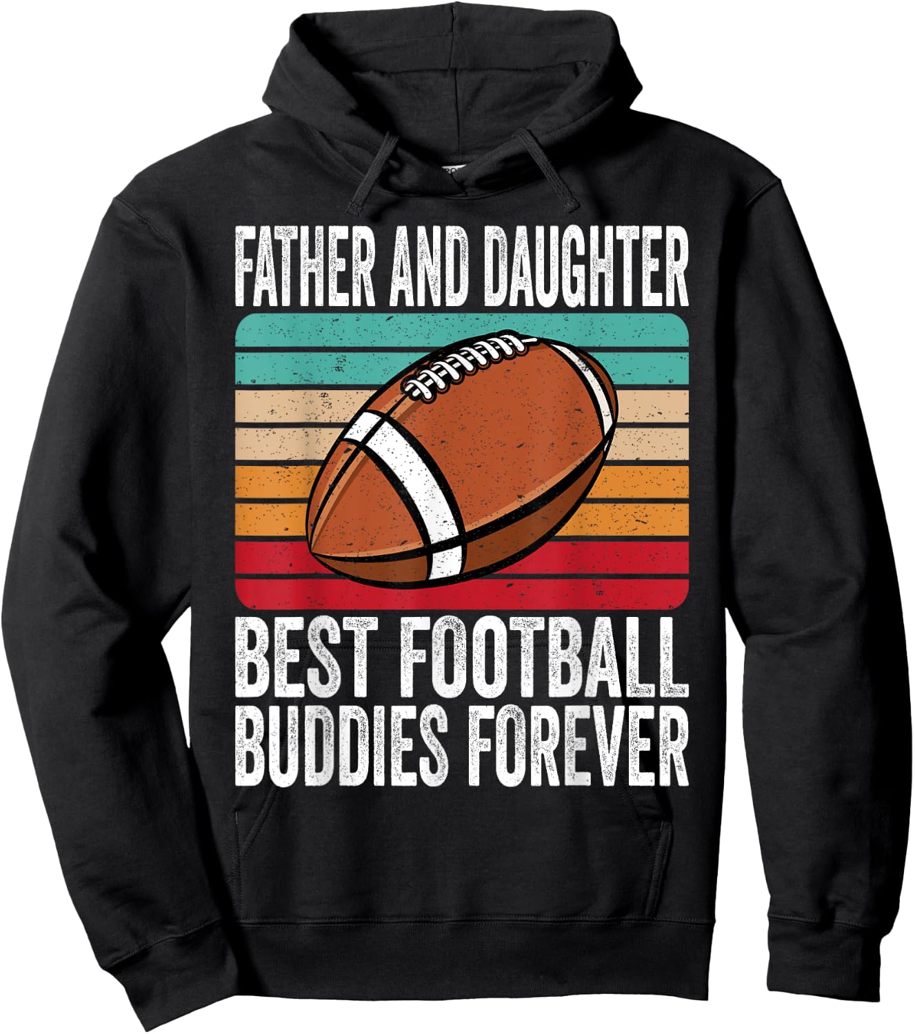 Vintage Father And Daughter Best Football Buddies Forever Hoodie - Hoodie | Black