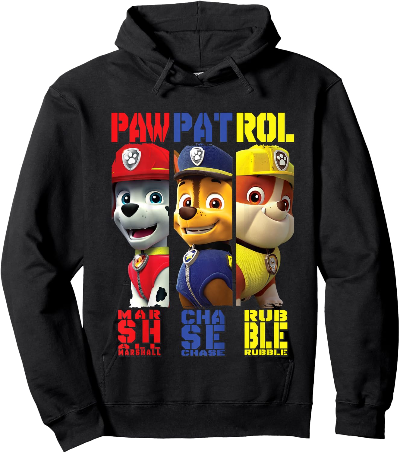 Kids PAW Patrol Marshall, Chase, & Rubble Character Hoodie - Hoodie | Black