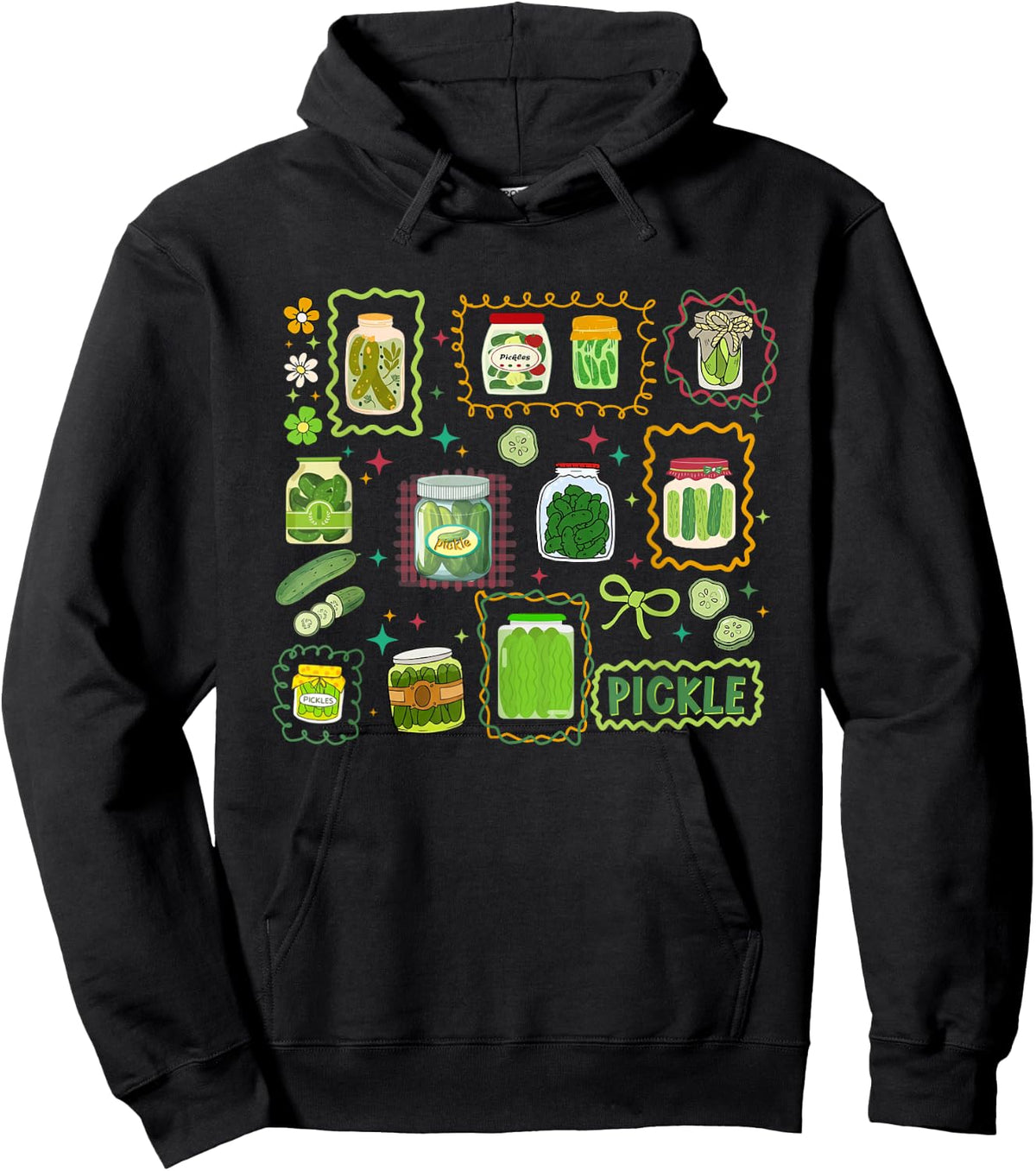 Preppy Canned-Pickles Jar Canning Season Bow Women Girls Hoodie - Hoodie | Black