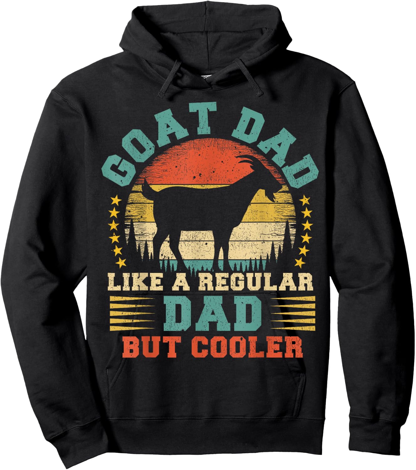 Vintage Goat Dad Like A Regular Dad Goat Father's Day Hoodie - Hoodie | Black