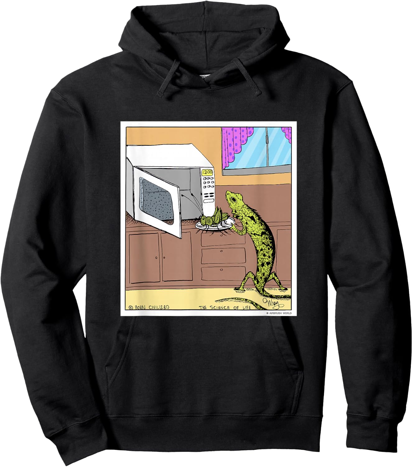 Lizard Microwave Dinner Funny Reptile Novelty Gift Hoodie - Hoodie | Black
