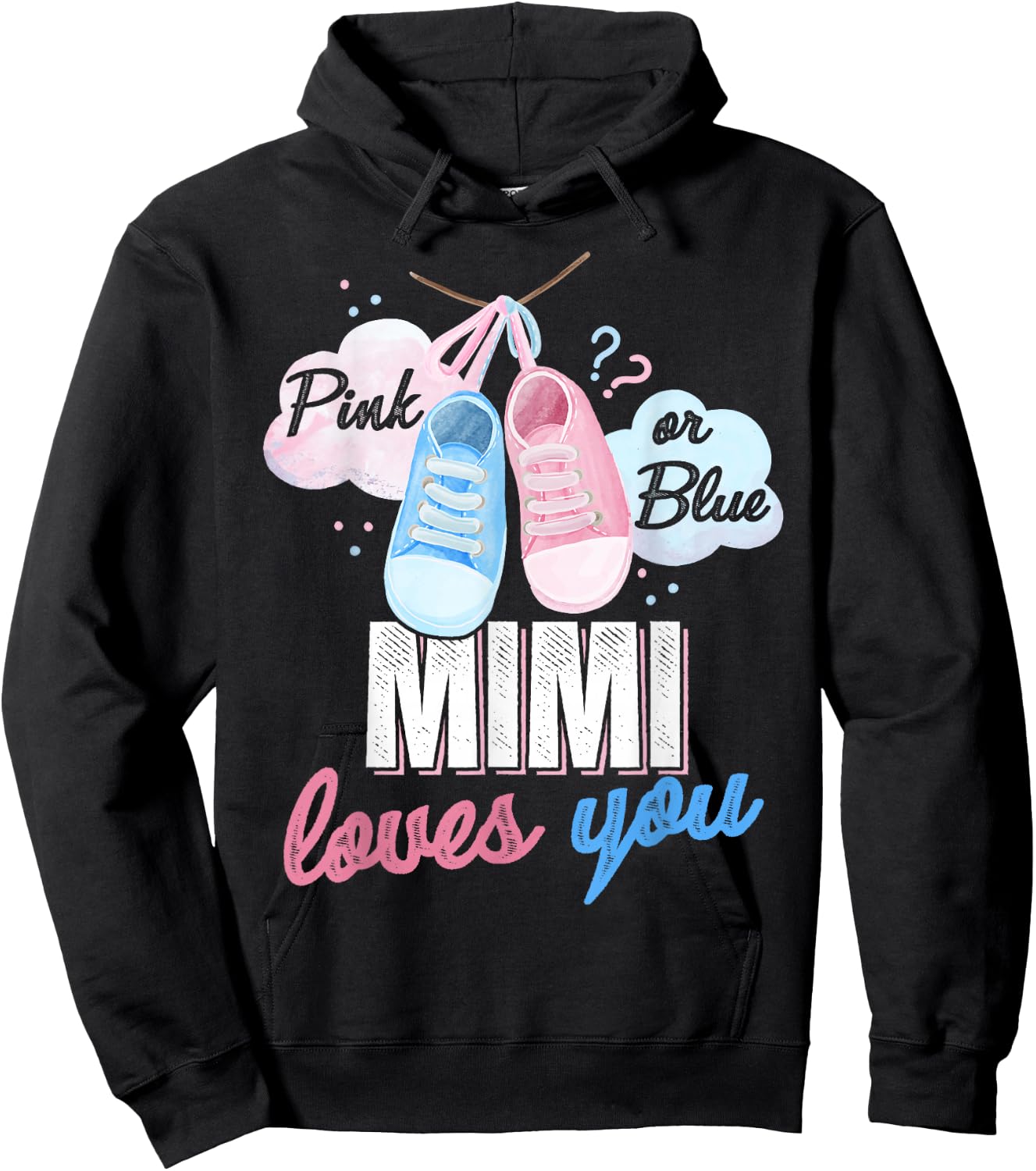 Pink or Blue Mimi Loves You Baby Gender Reveal Party Hoodie - Hoodie | Black