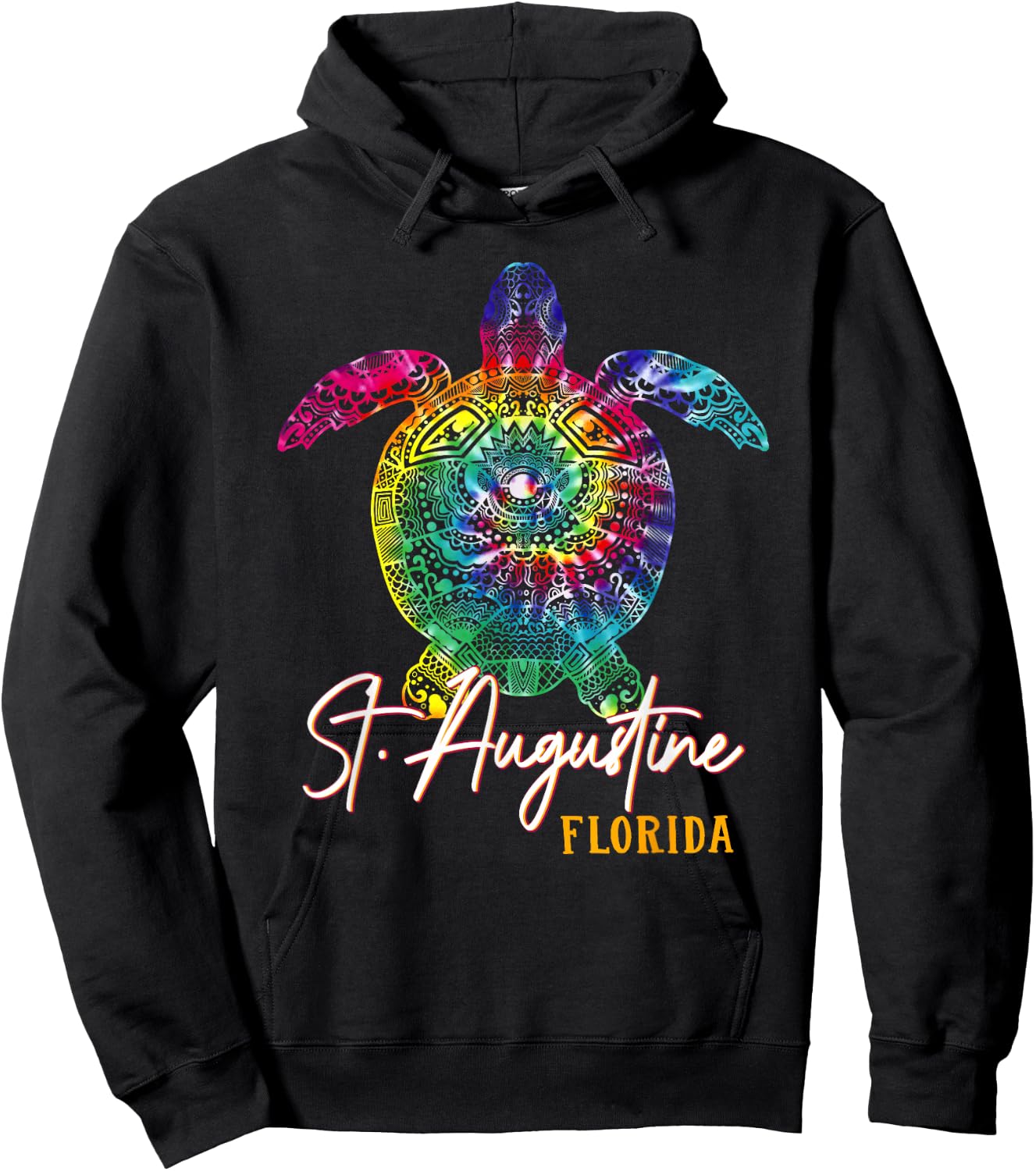 St. Augustine Tie Dye Sea Turtle Matching Family Vacation Hoodie - Hoodie | Black