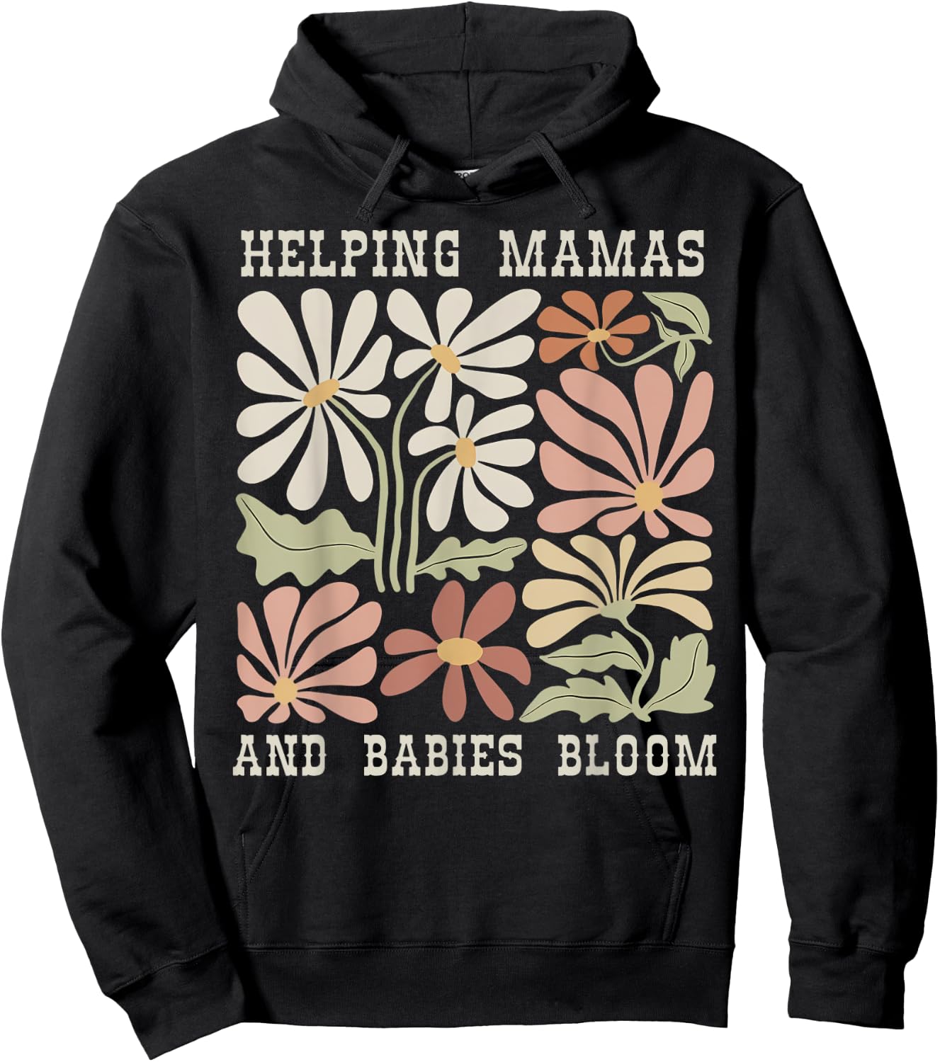 Boho Floral Helping Mama And Babies Bloom Lactation IBCLC Hoodie - Hoodie | Black