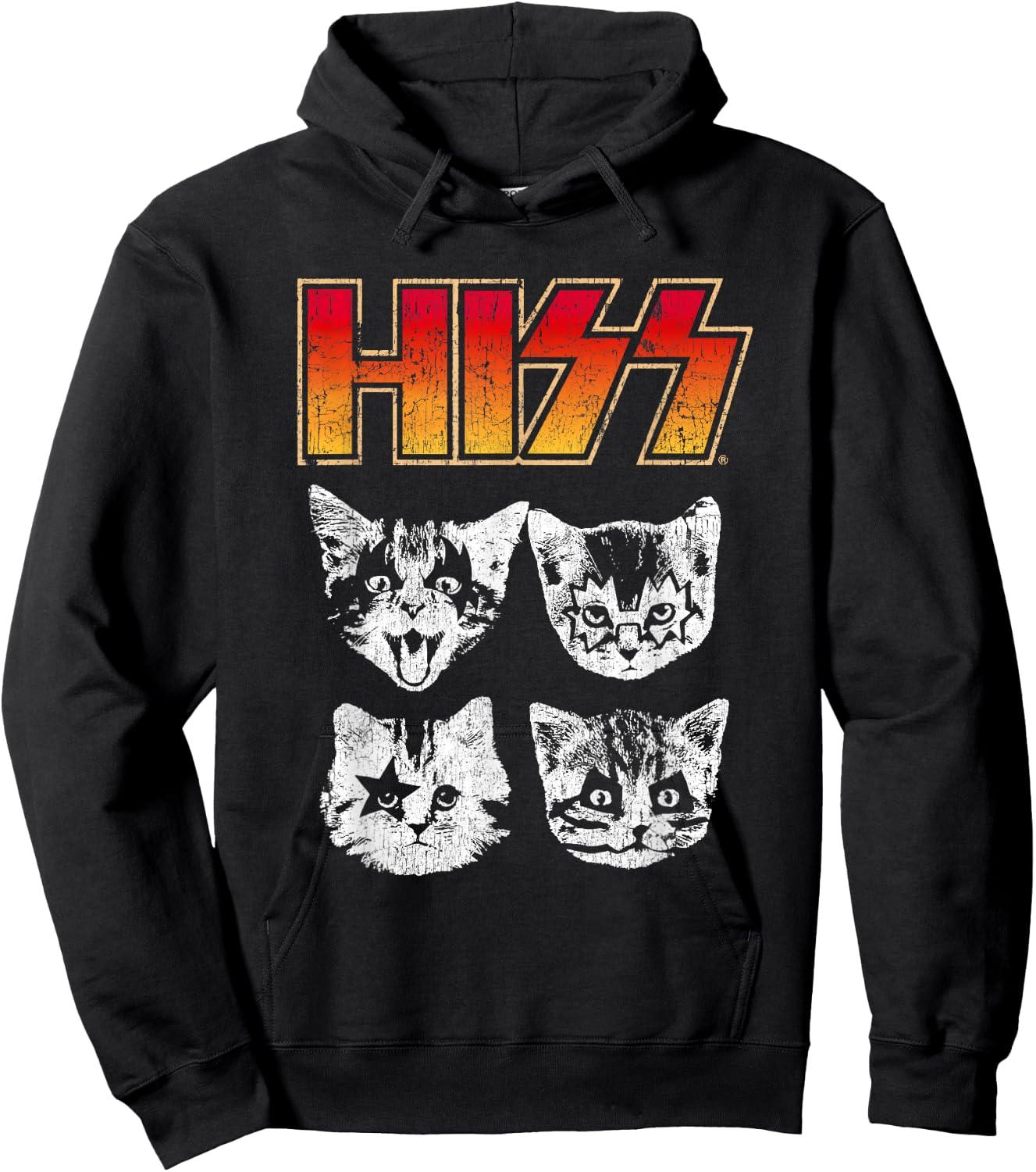 HISS Cat Funny Cats Kittens Rock Music Cat Lover Hiss Women Kids Hoodie - Hoodie | Black